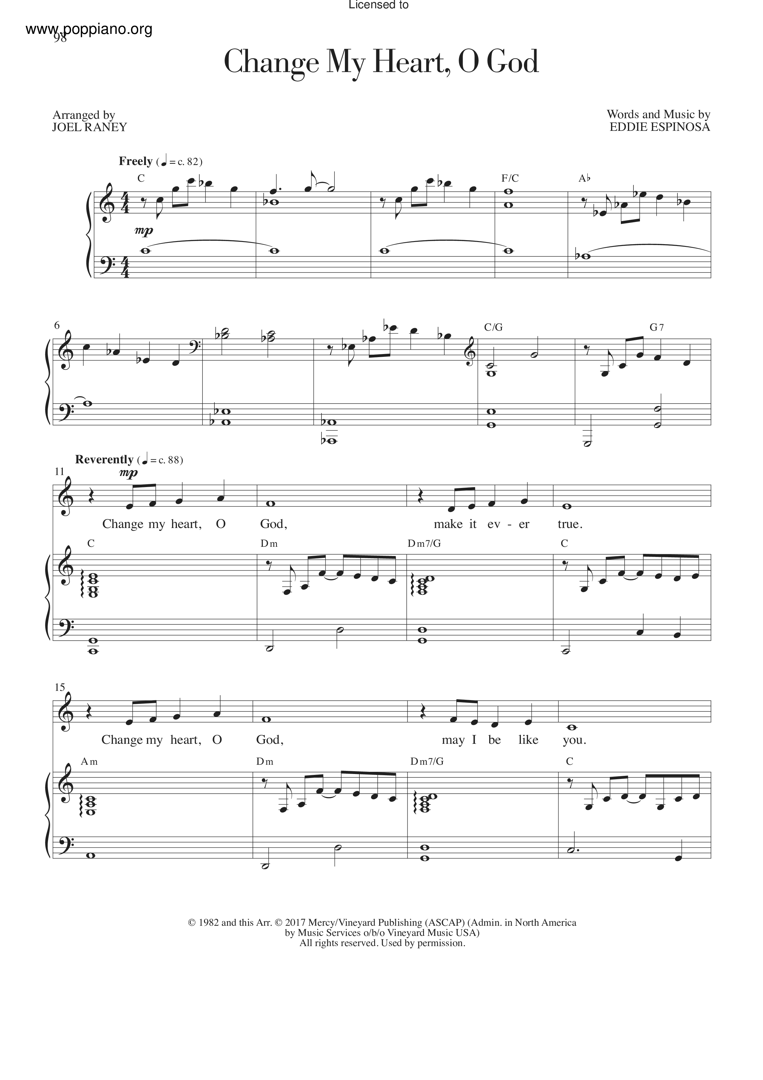 Change My Heart, O God Score