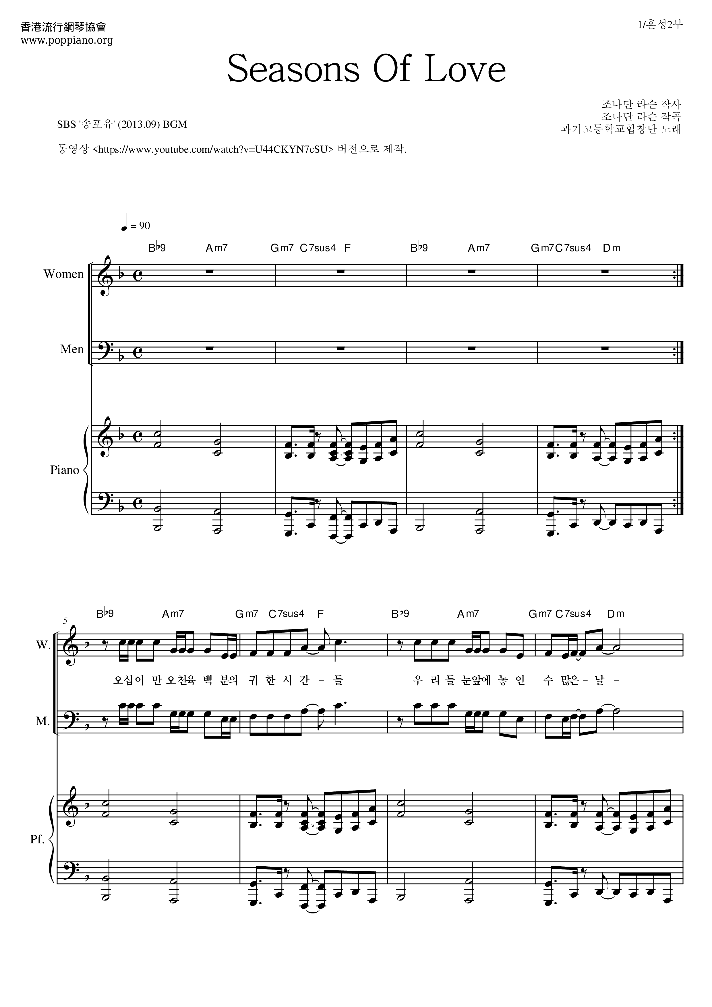 Seasons Of Love Score