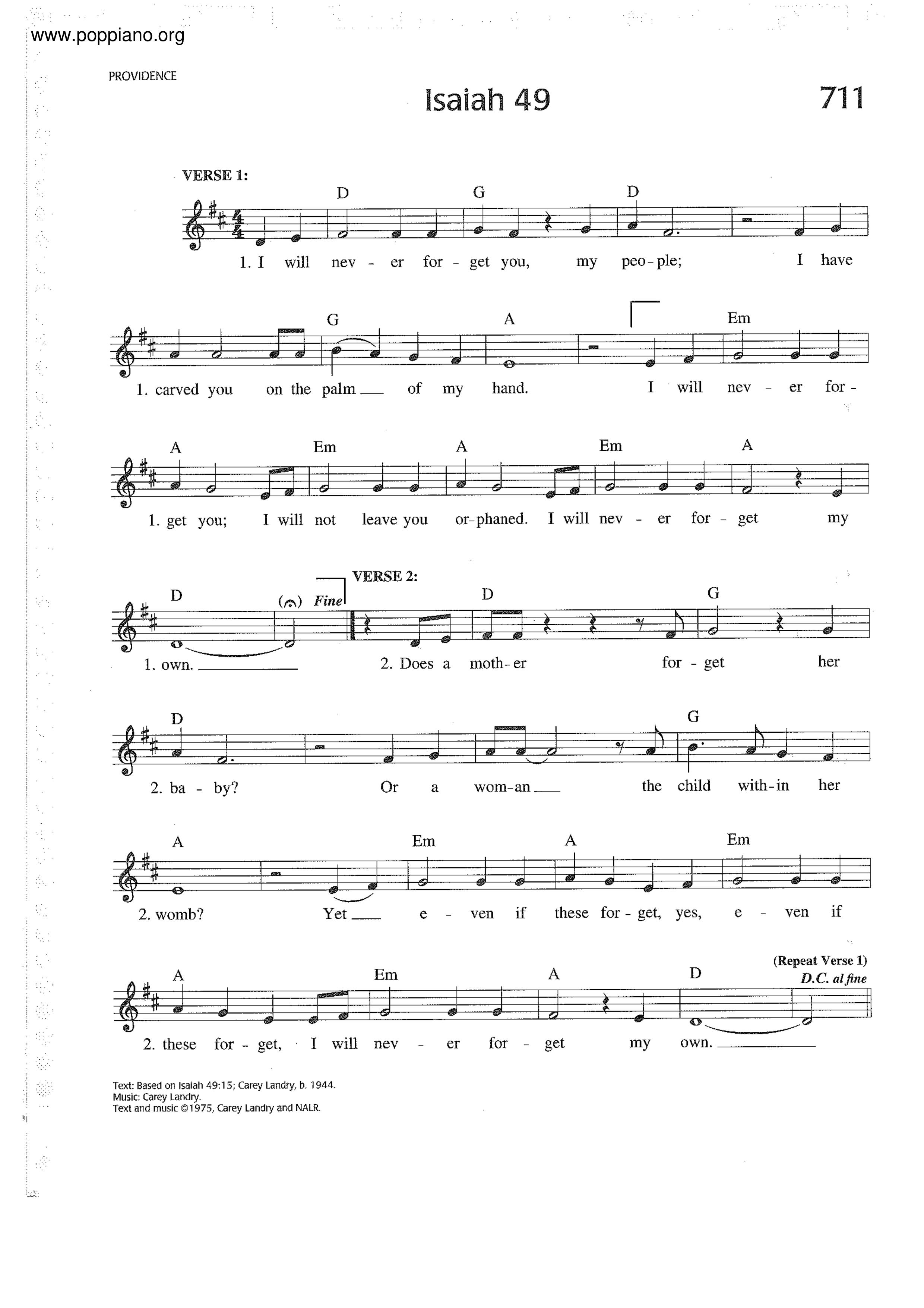 I will Never Forget You - Isaiah 49 Score