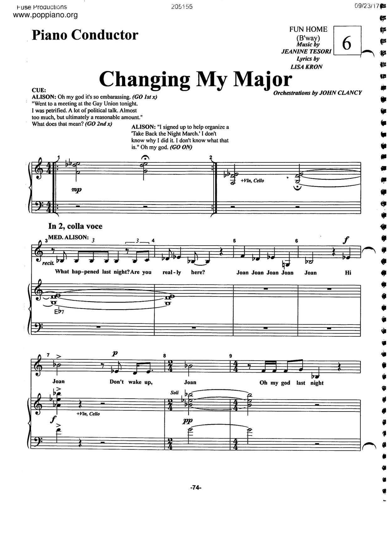 Changing My Major Score