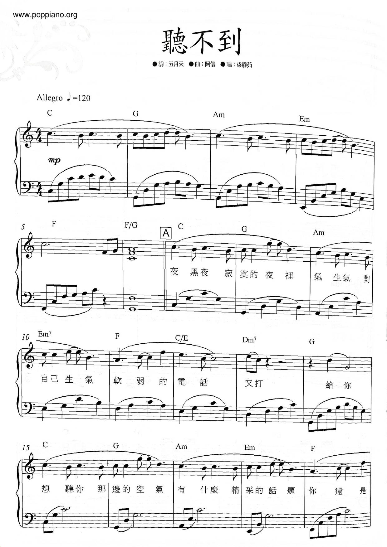 Can’t Hear  Score