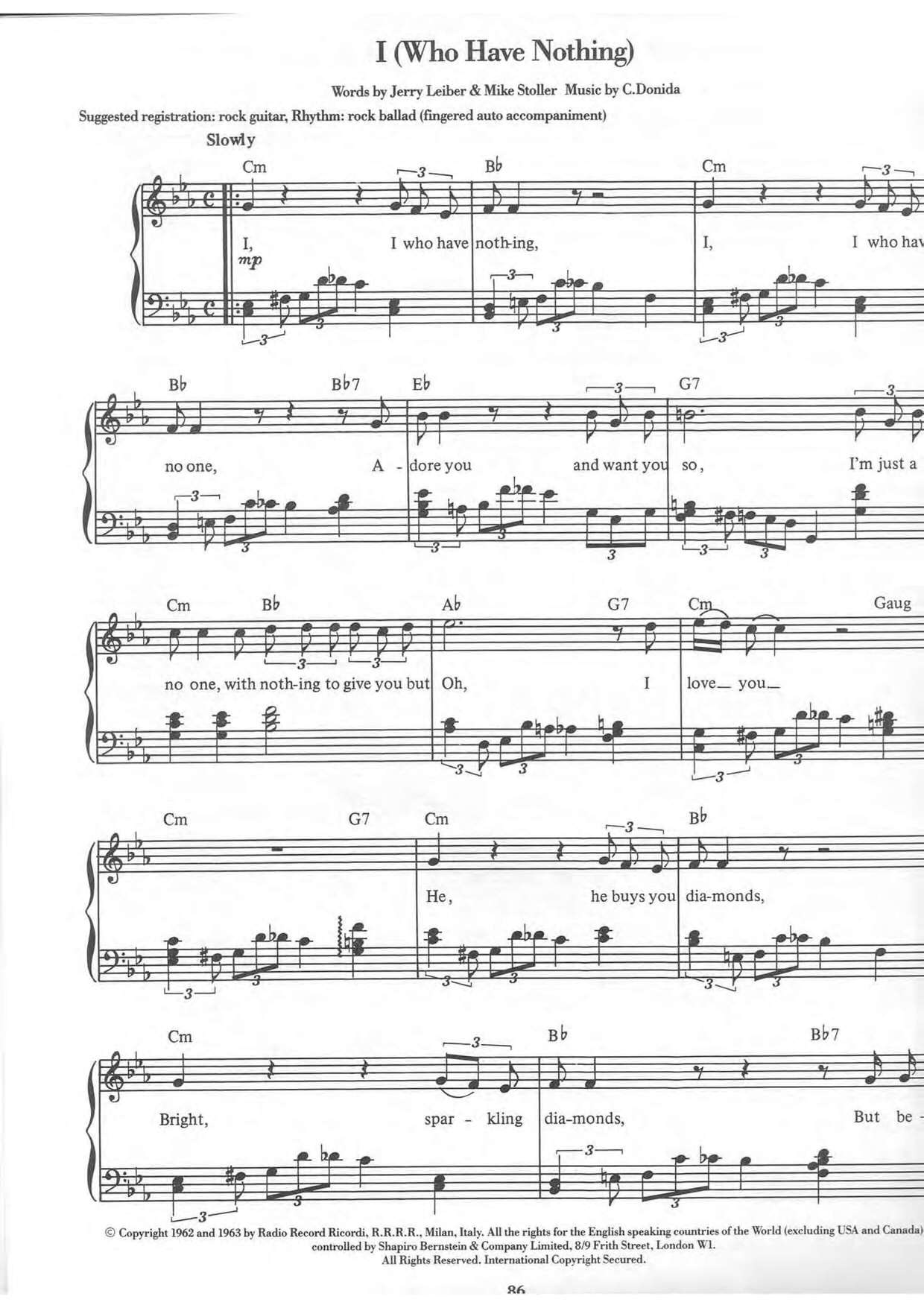 I (Who Have Nothing) Score