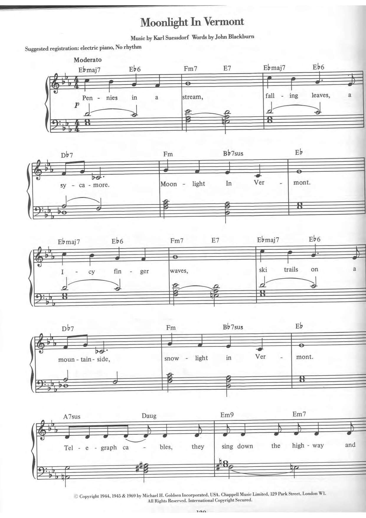 Moonlight In Vermont Score