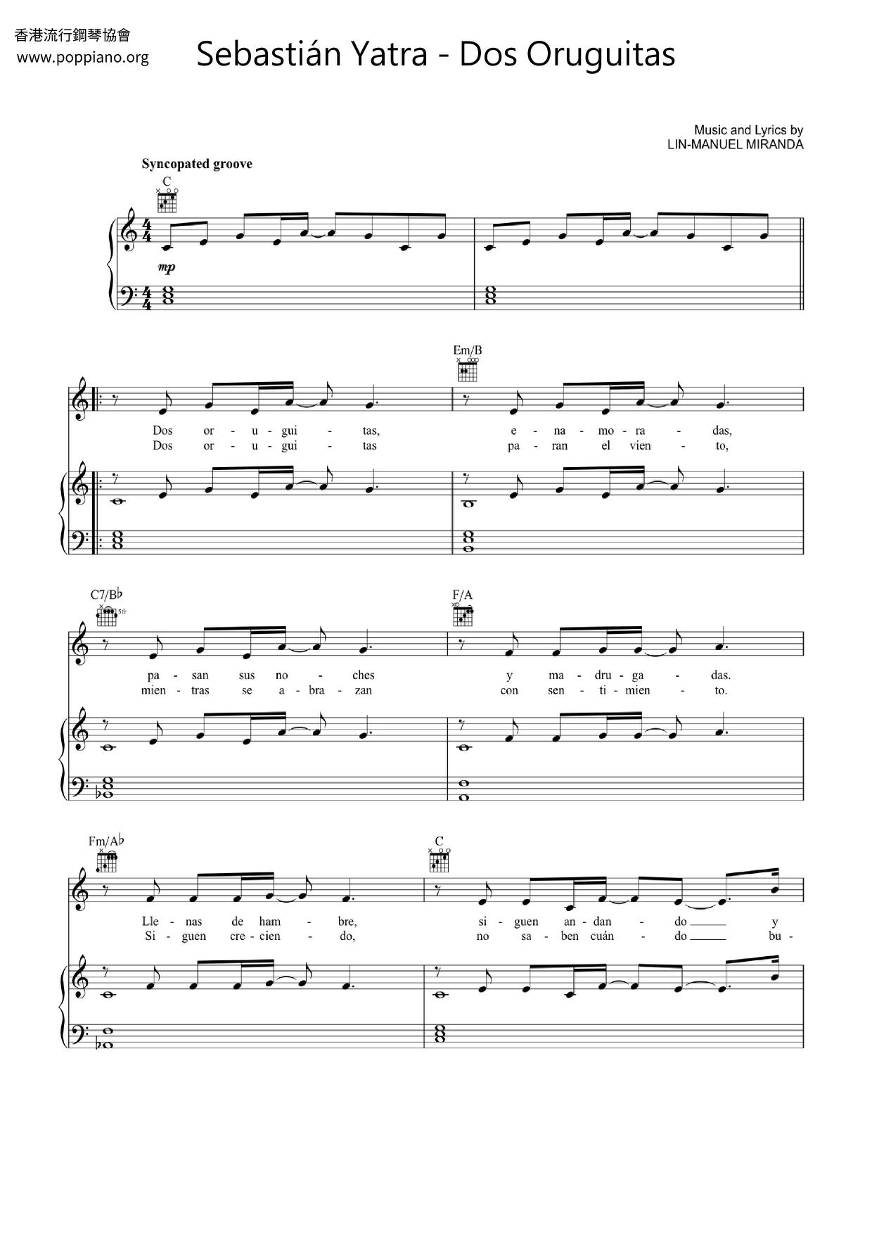 Encanto - Dos Oruguitas Score