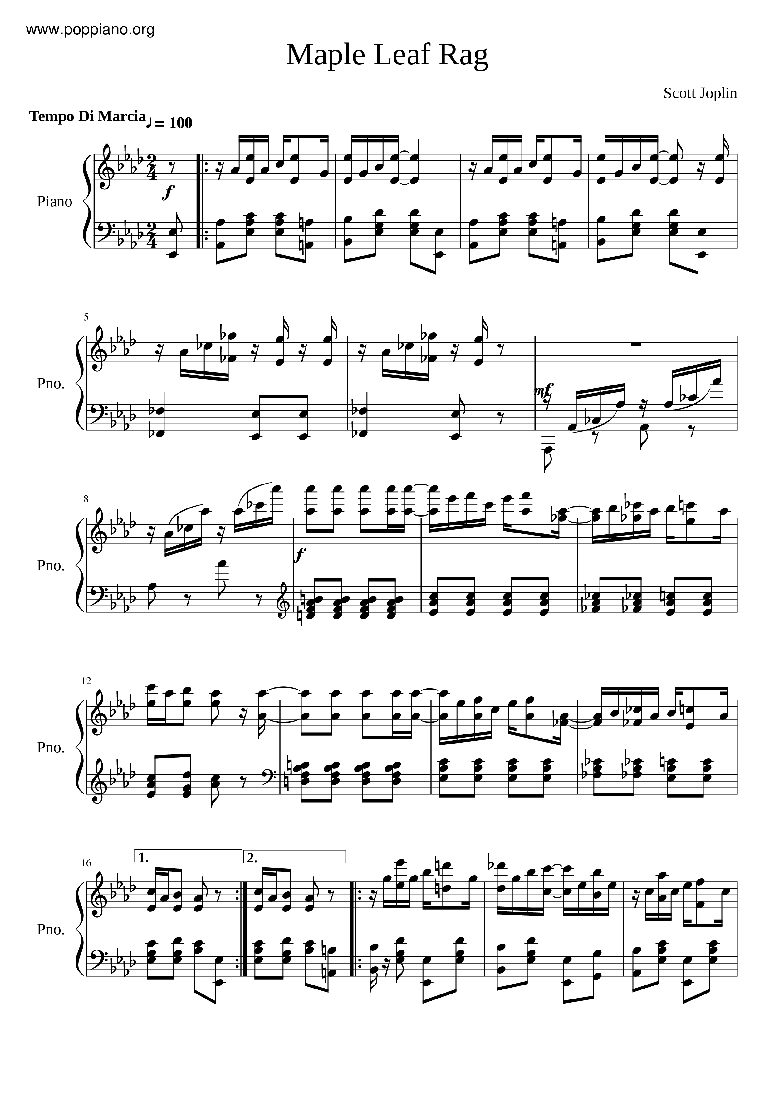 Maple Leaf Rag Score