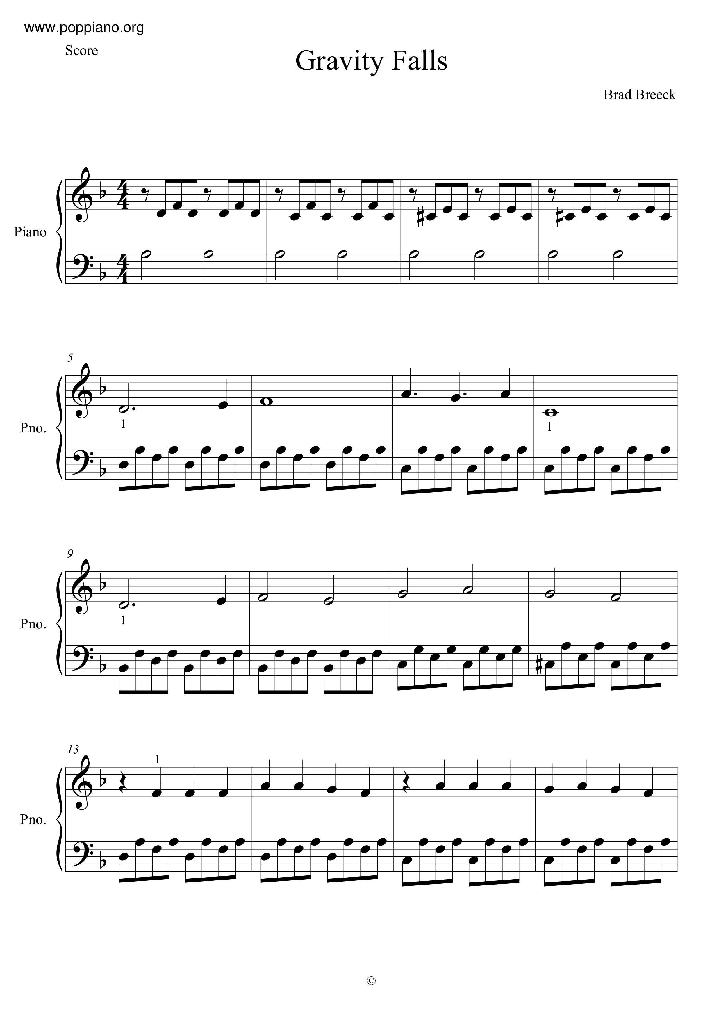 Gravity Falls Theme Score