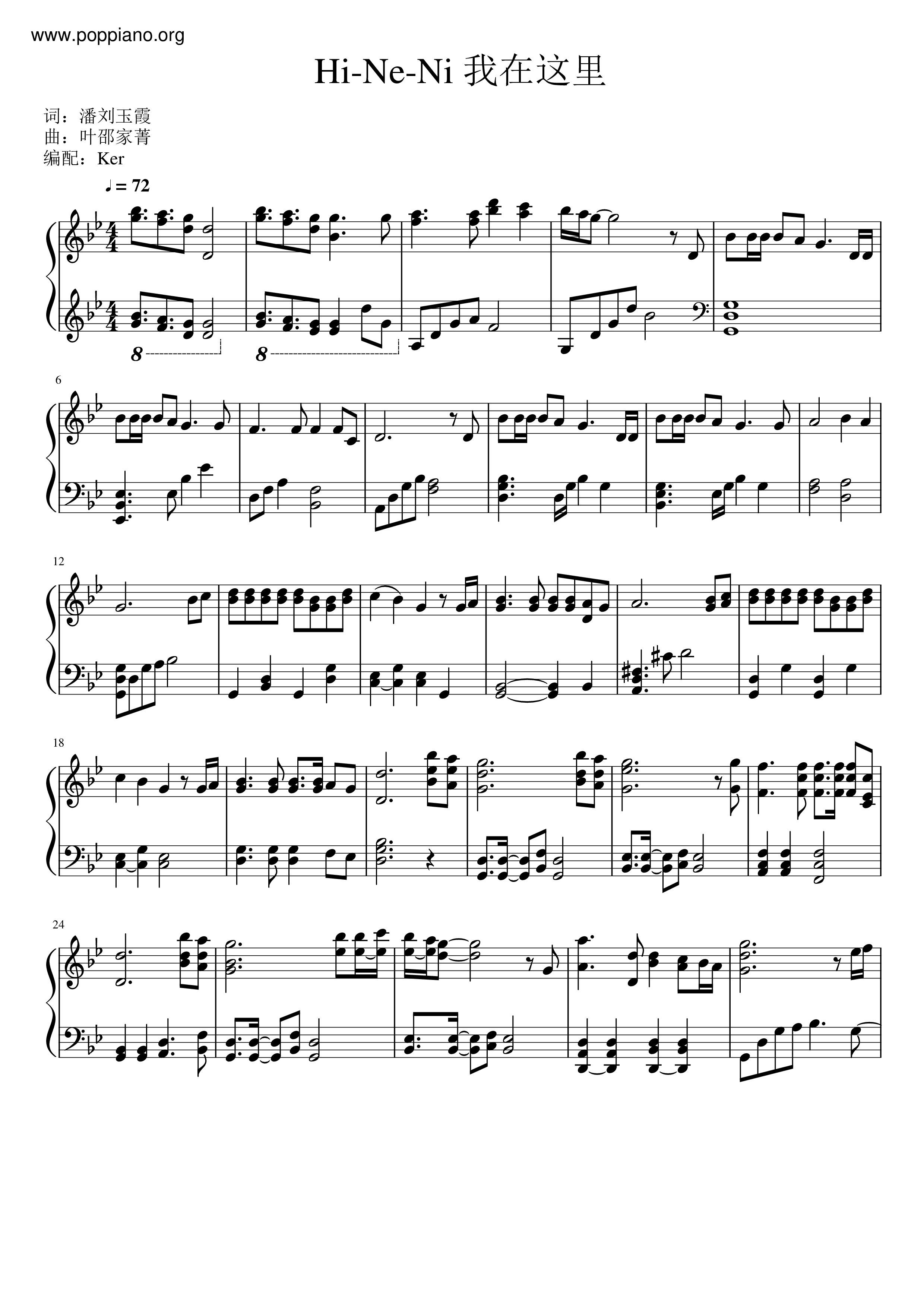 Here I Am Score