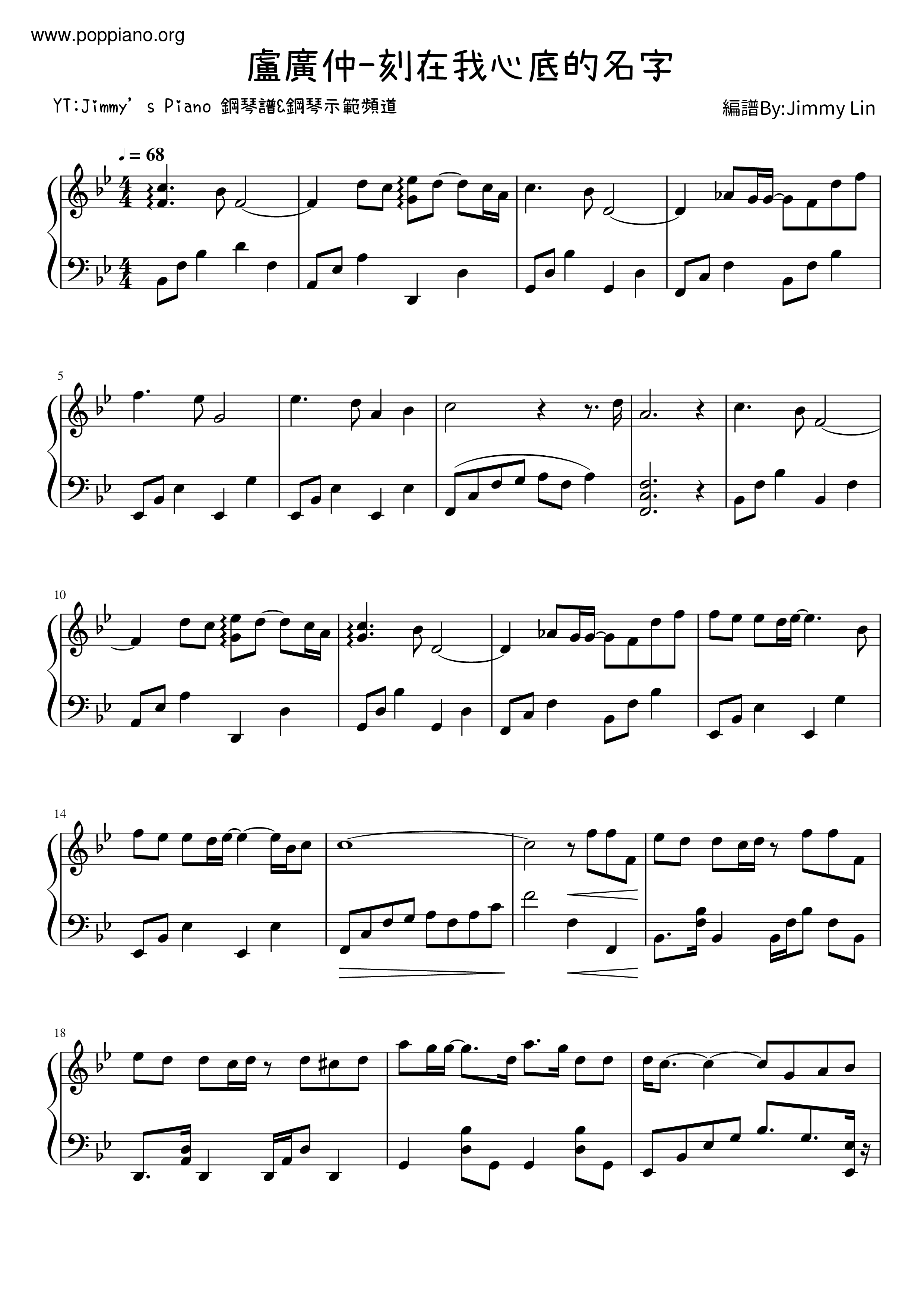Your Name Engraved Herein Score