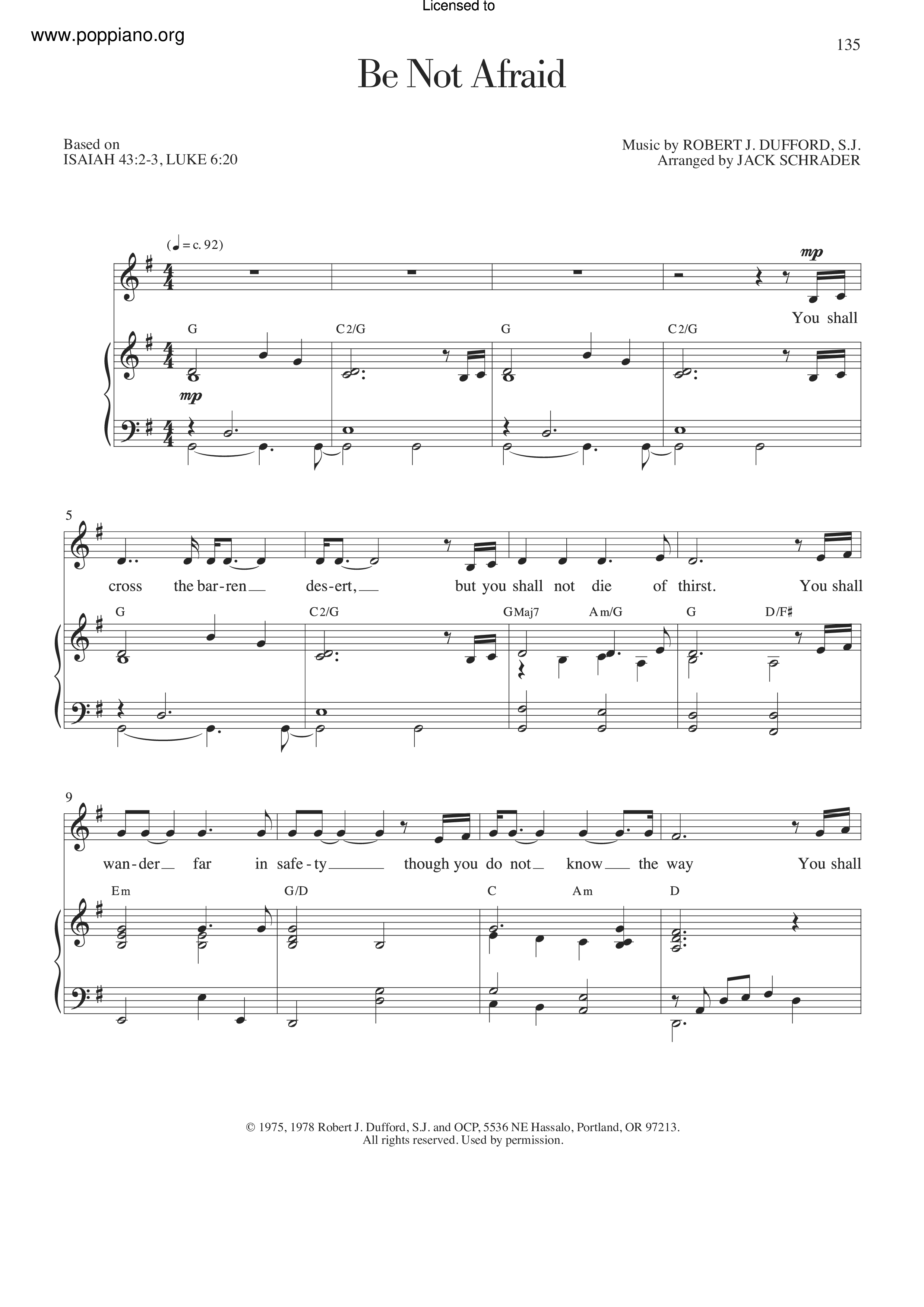 Be Not Afraid Score