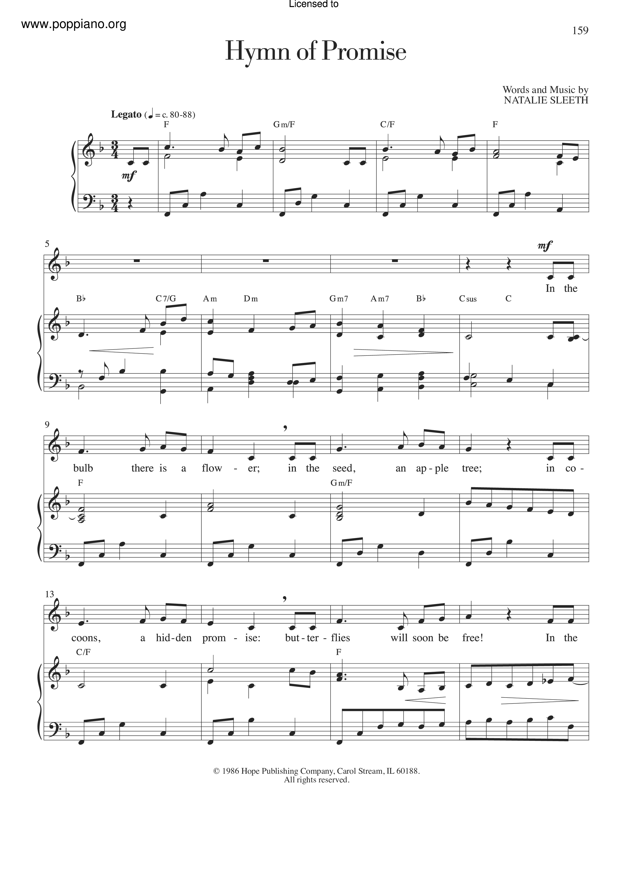 Hymn Of Promise Score
