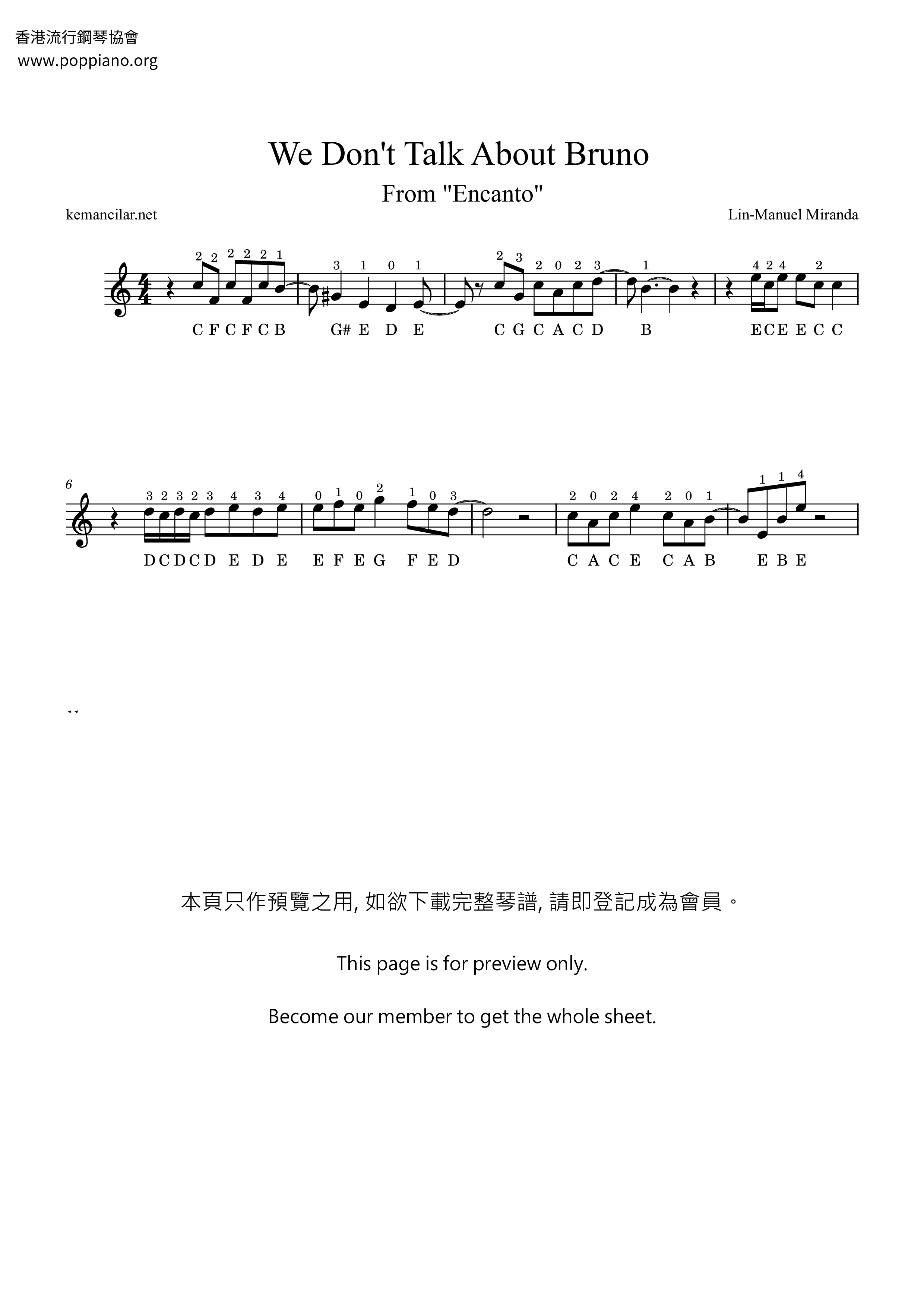 Encanto - We Don't Talk About Bruno Score