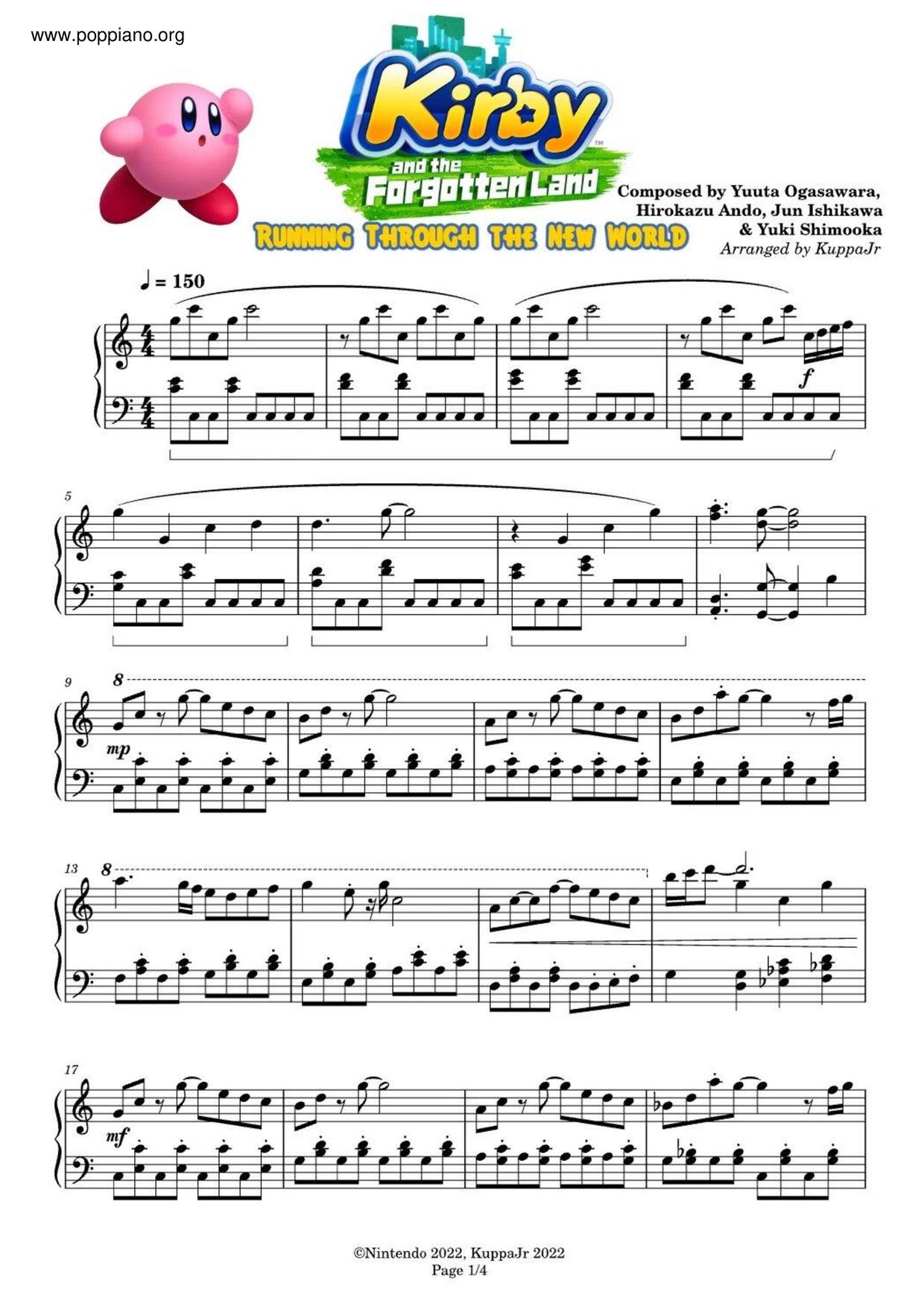 ☆ Kirby And The Forgotten Land-Running Through The New World Sheet Music  pdf, - Free Score Download ☆