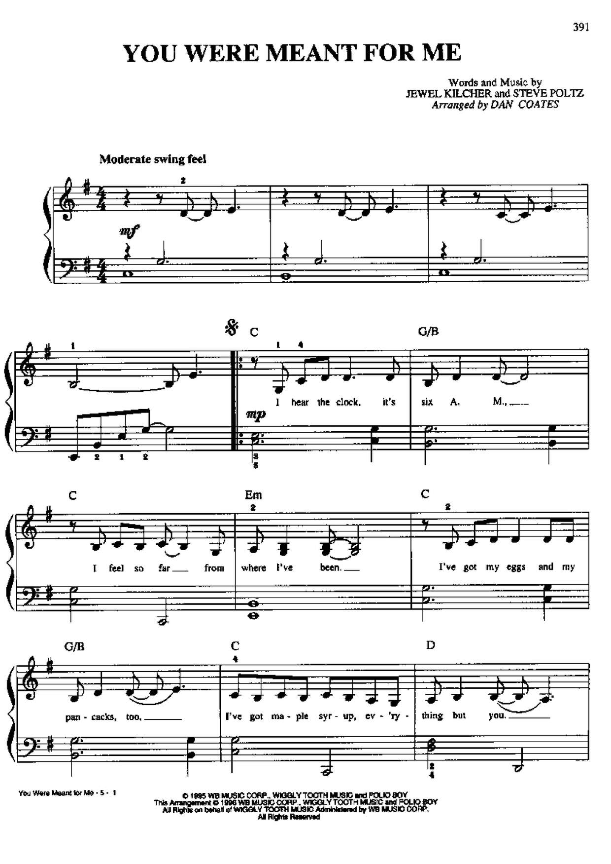 You Were Meant For Me Score