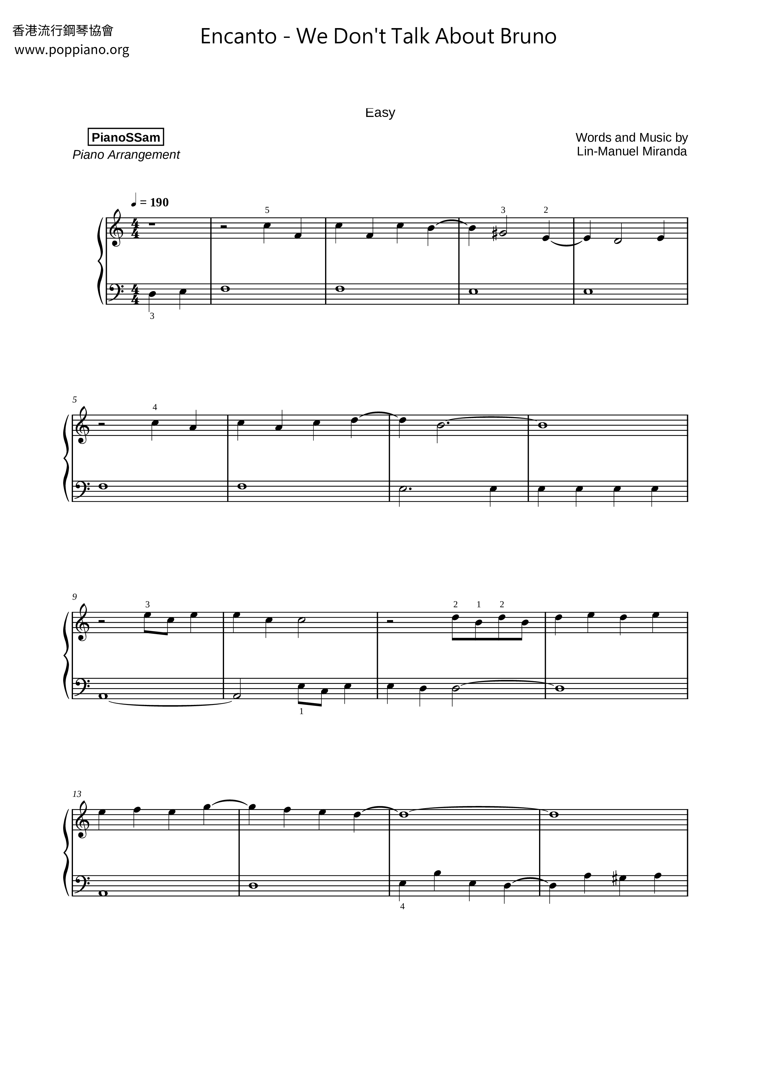 Encanto - We Don't Talk About Bruno Score