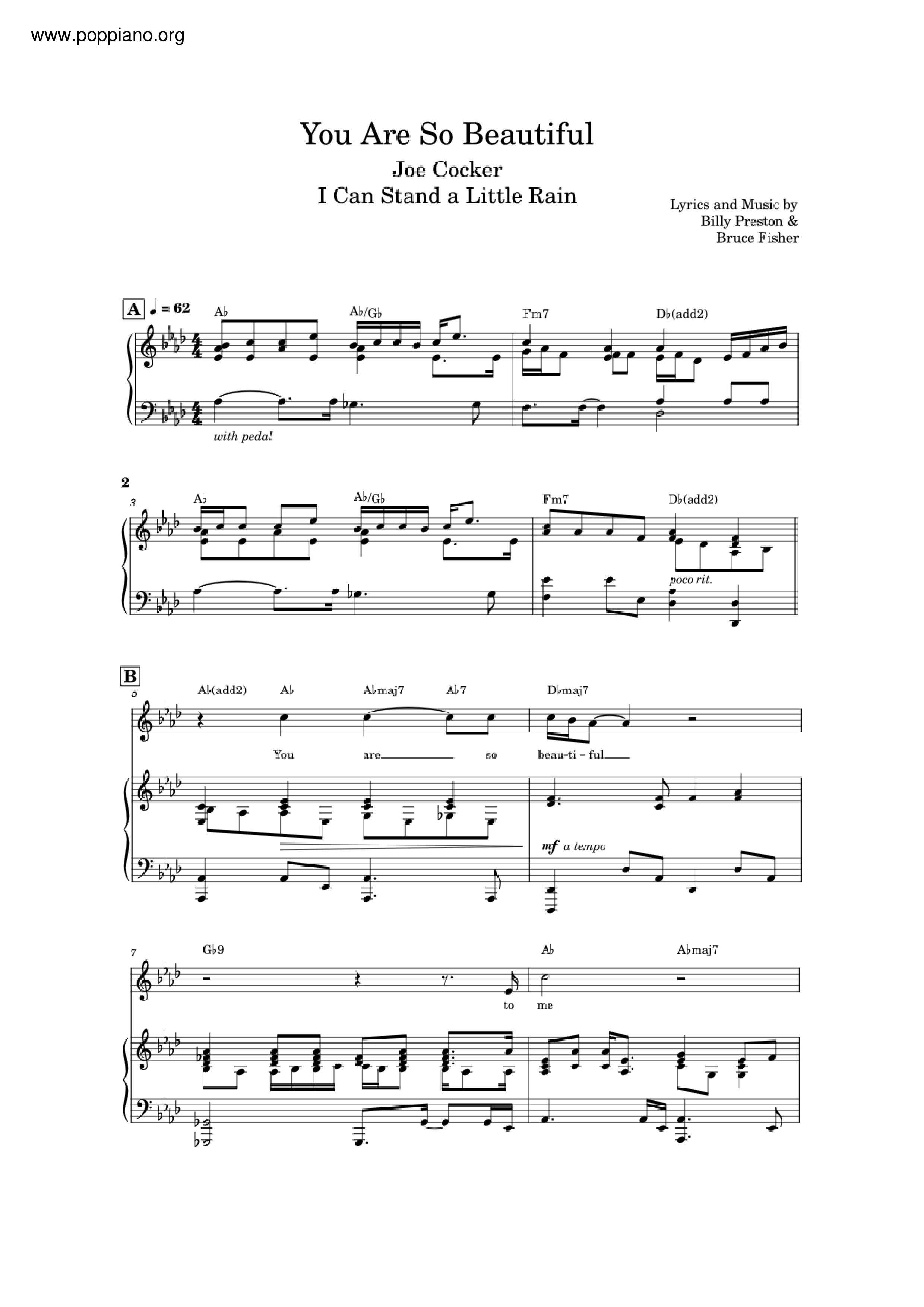 ☆ Joe Are So Beautiful Music pdf, - Free Score Download ☆