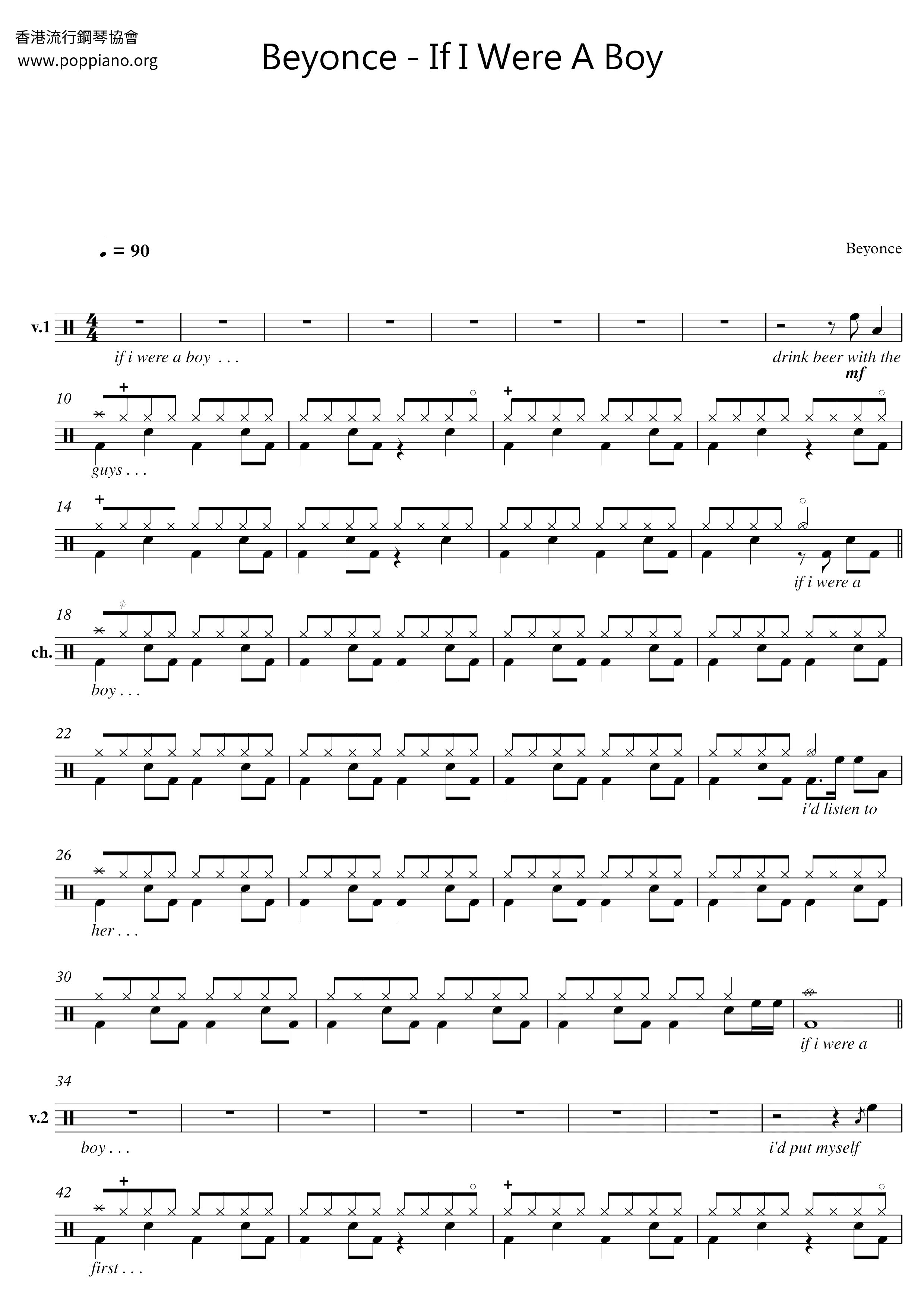 If I Were A Boy Score