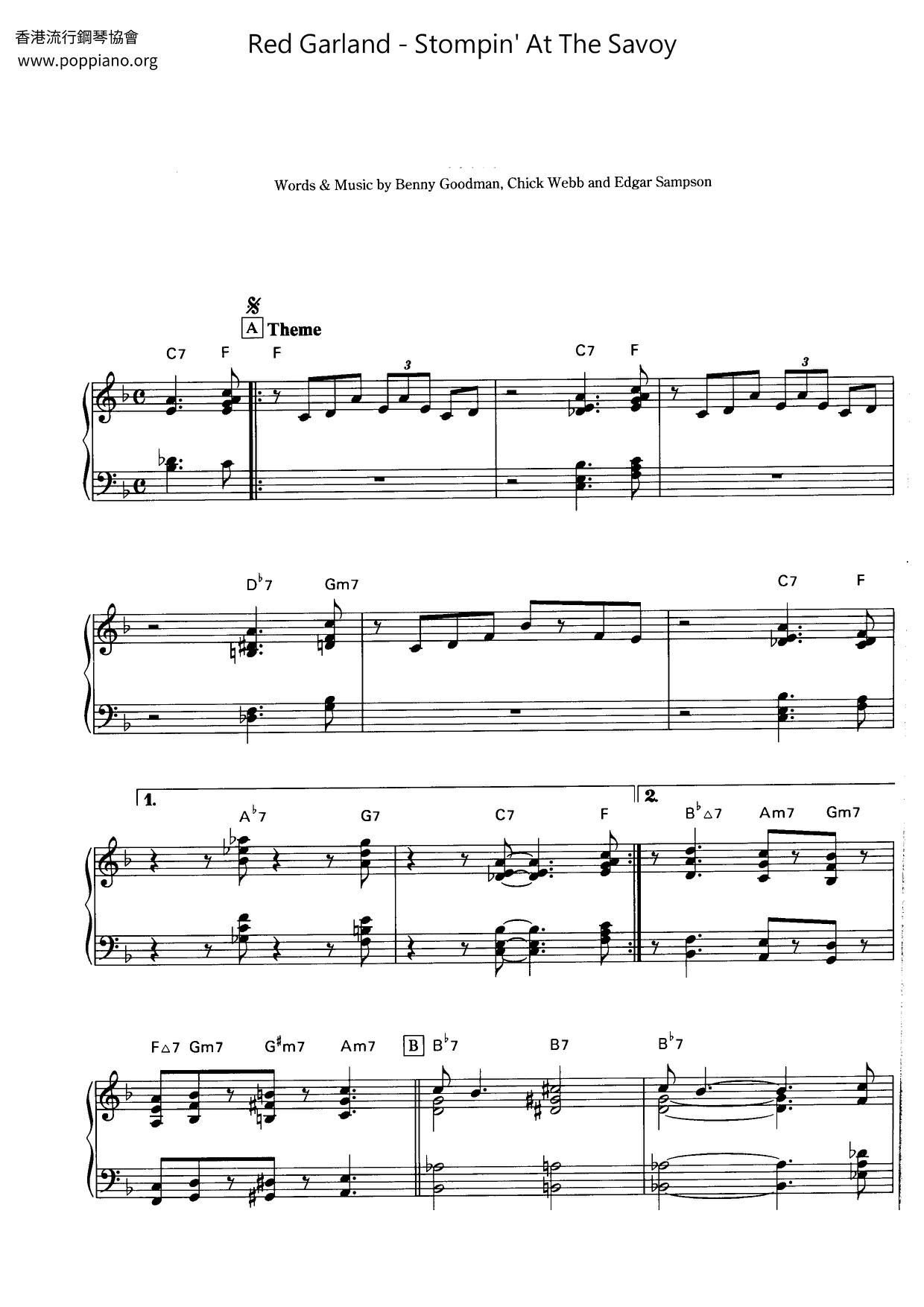 Stompin' At The Savoy Score