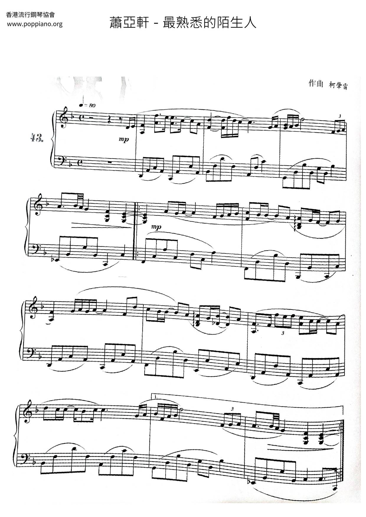 Most Familiar Stranger Score