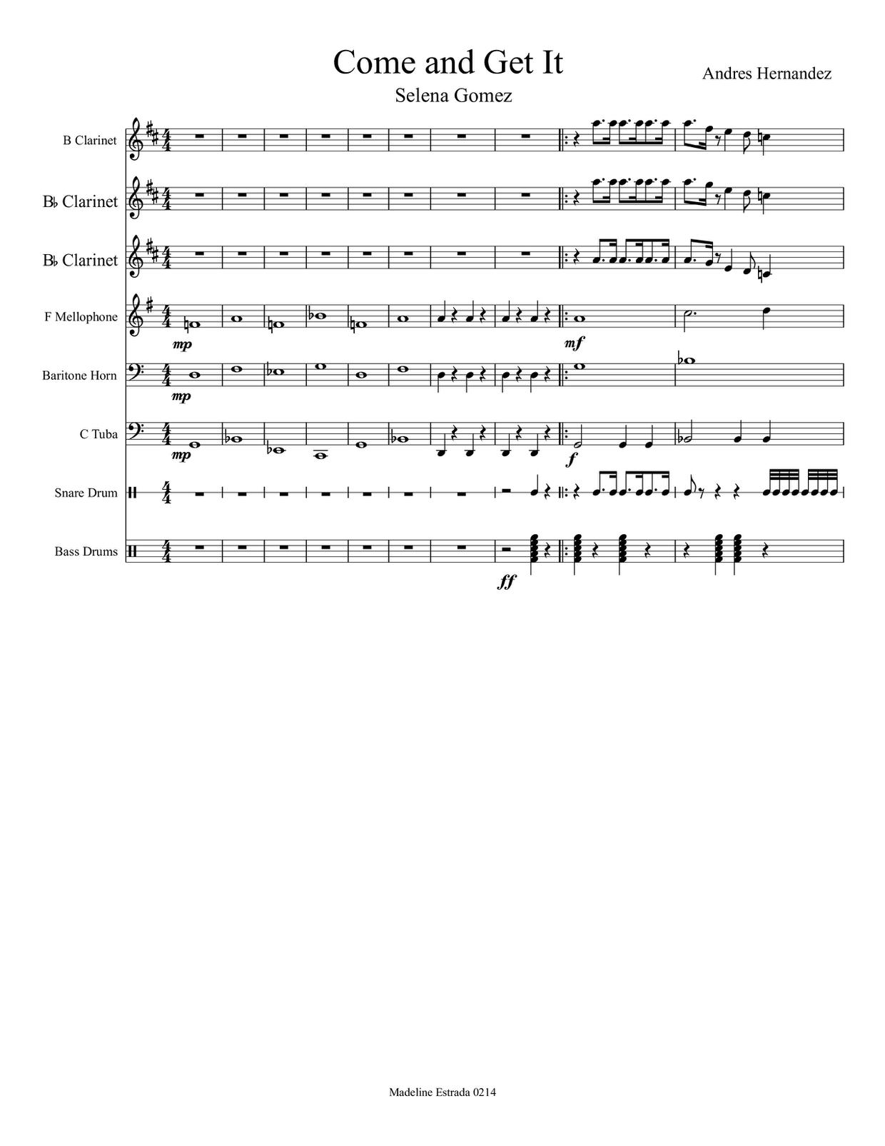 Come & Get It Score