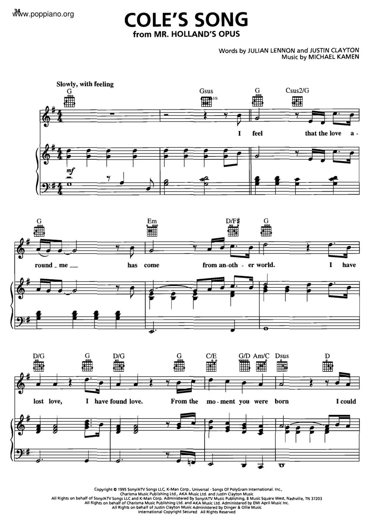 Mr. Holland's Opus - Cole's Song Score