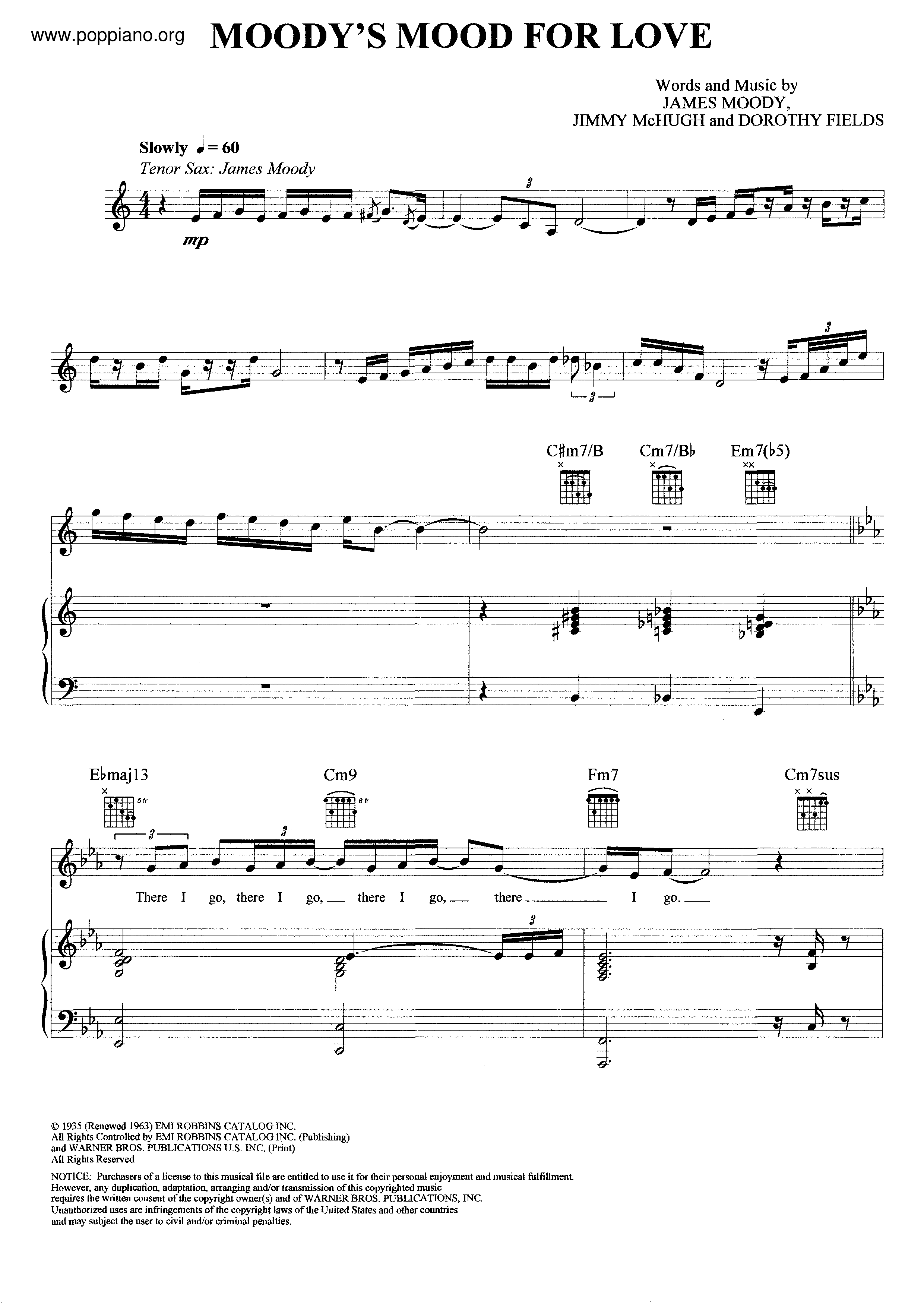 Moody's Mood For Love Score