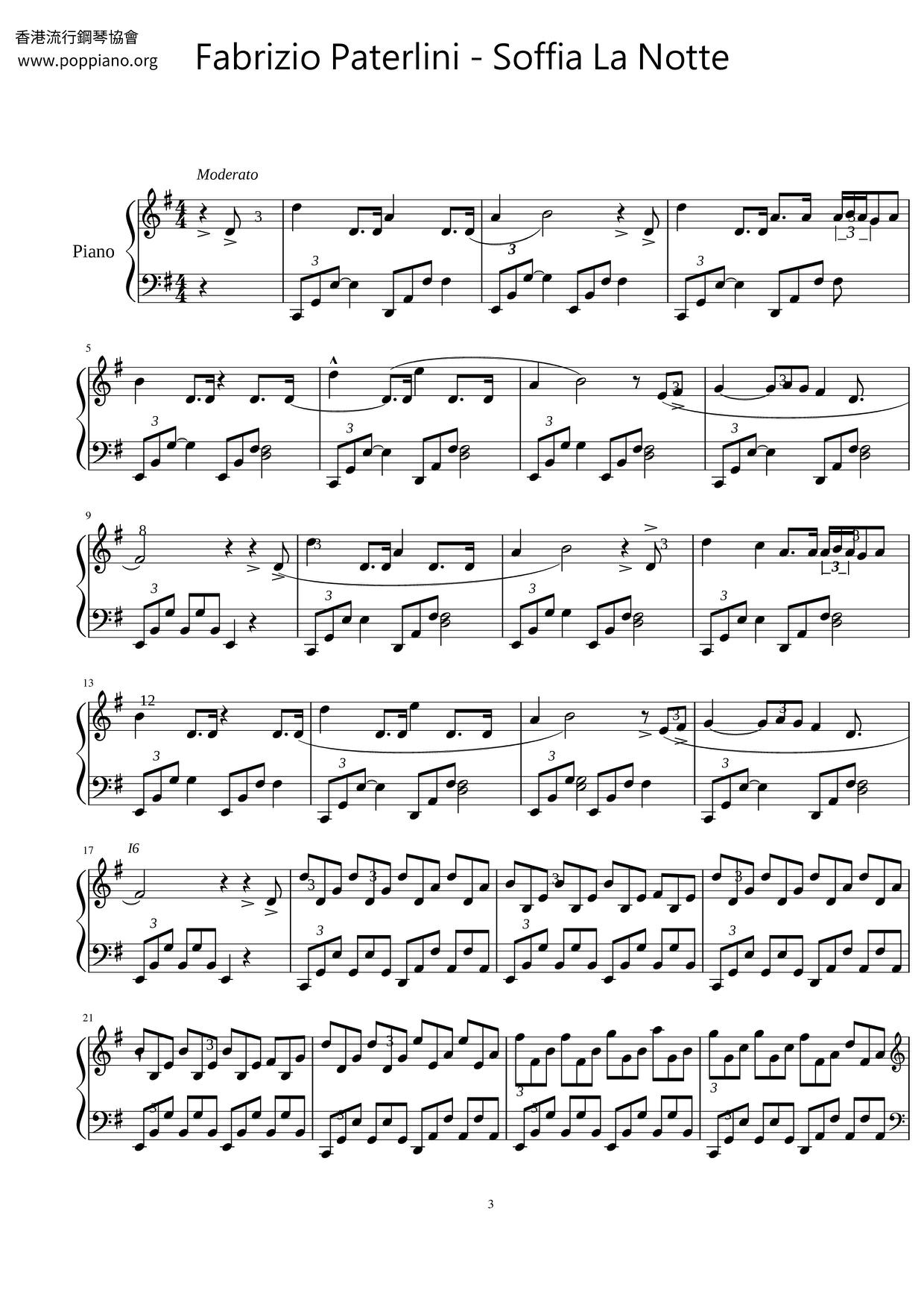Soffia la notte Score