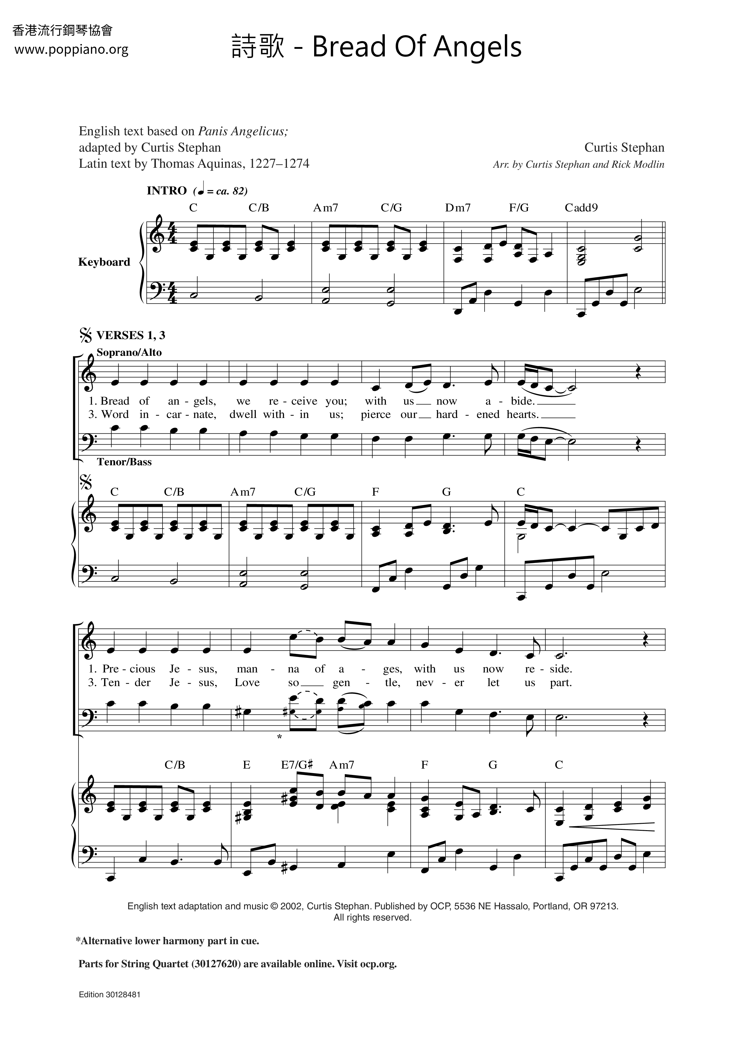Bread Of Angels Score