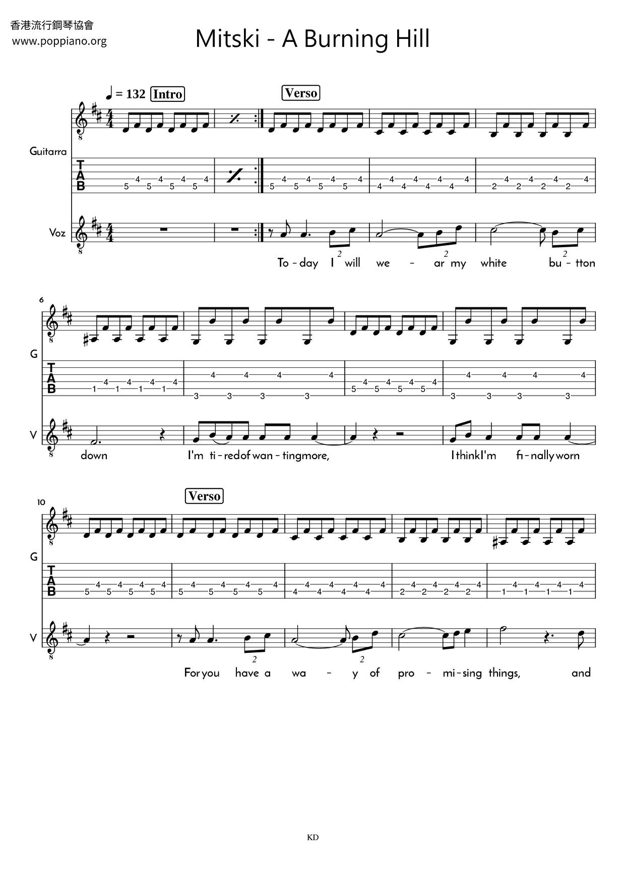 sobrina multa invención ☆ Mitski-A Burning Hill Sheet Music pdf, - Free Score Download ☆