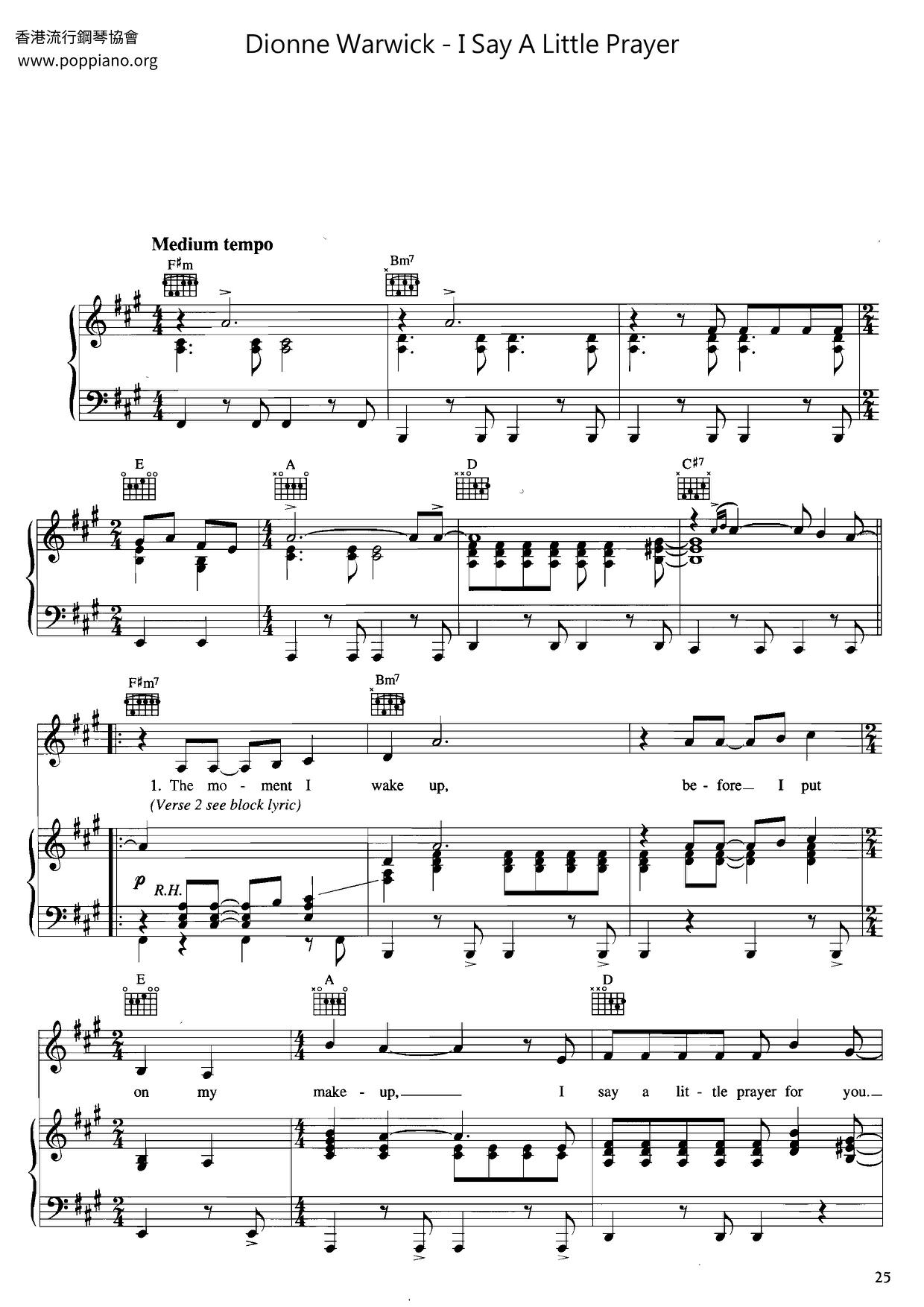 I Say A Little Prayer Score