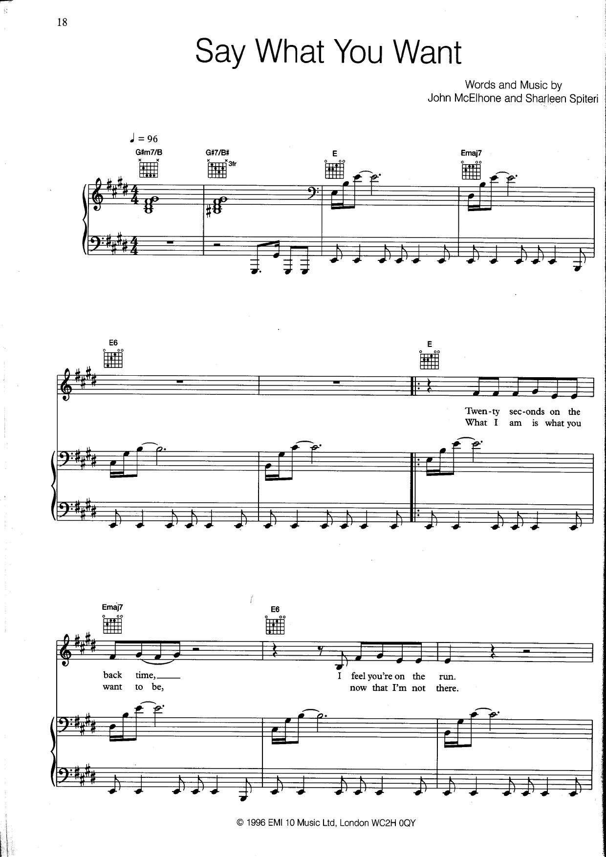 Say What You Want Score
