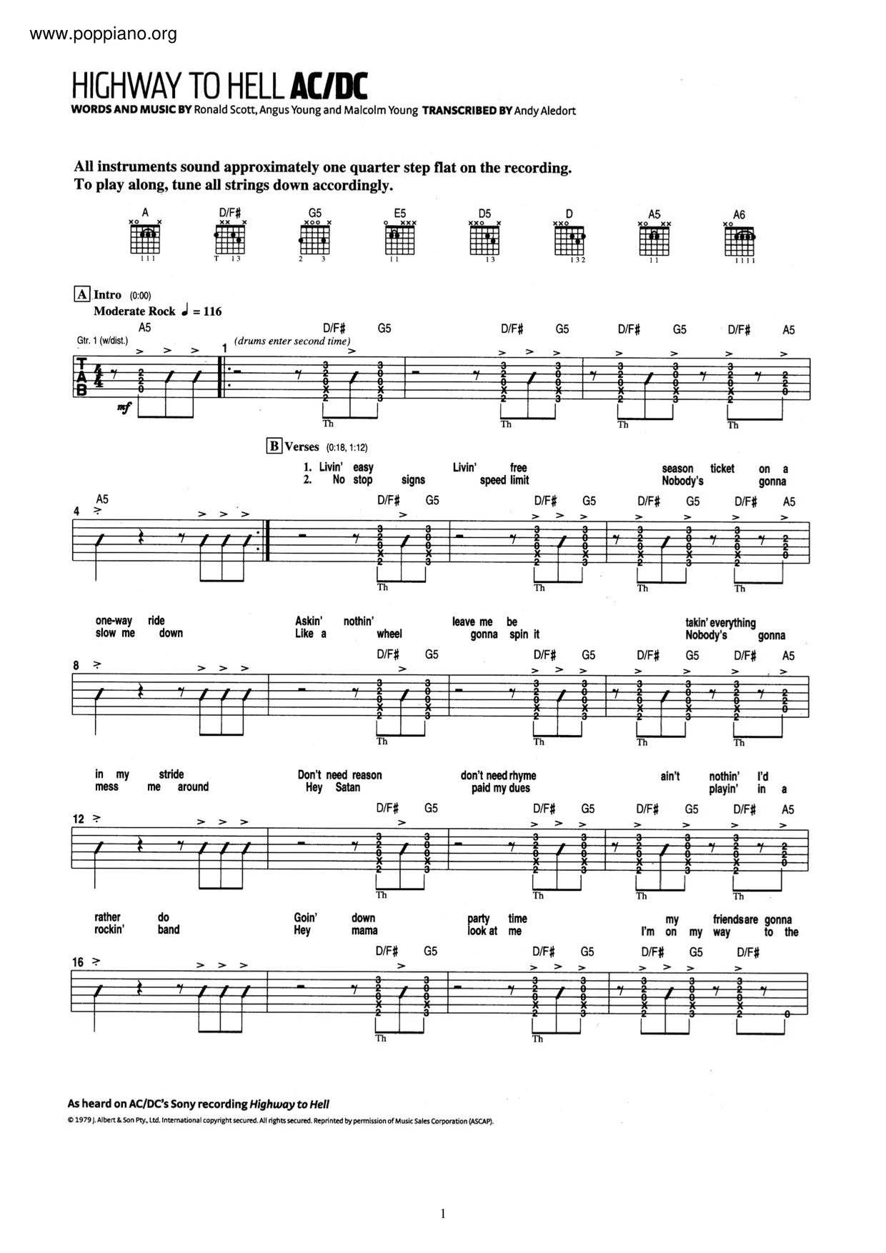 Highway To Hell Score
