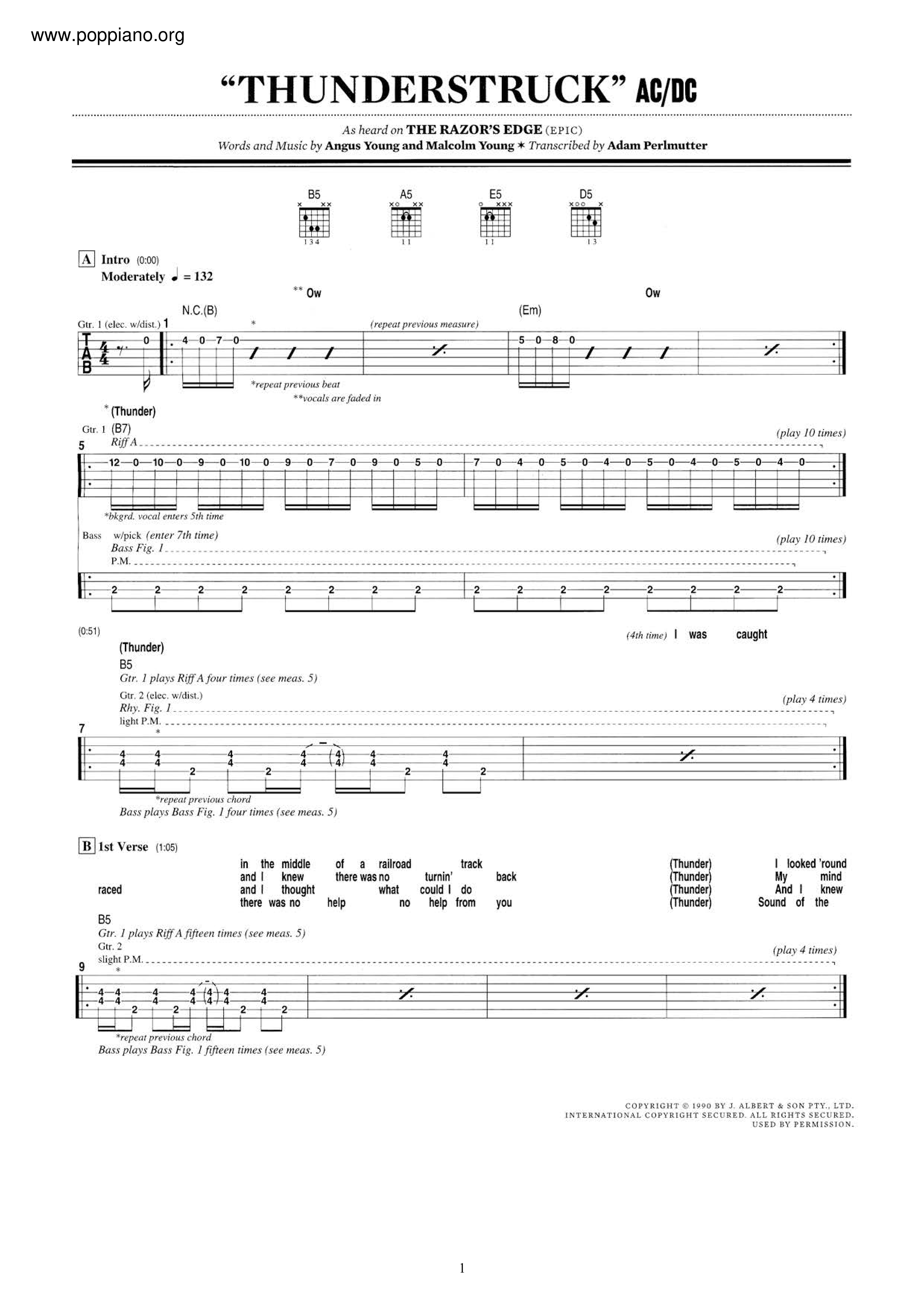 Thunderstruck Score
