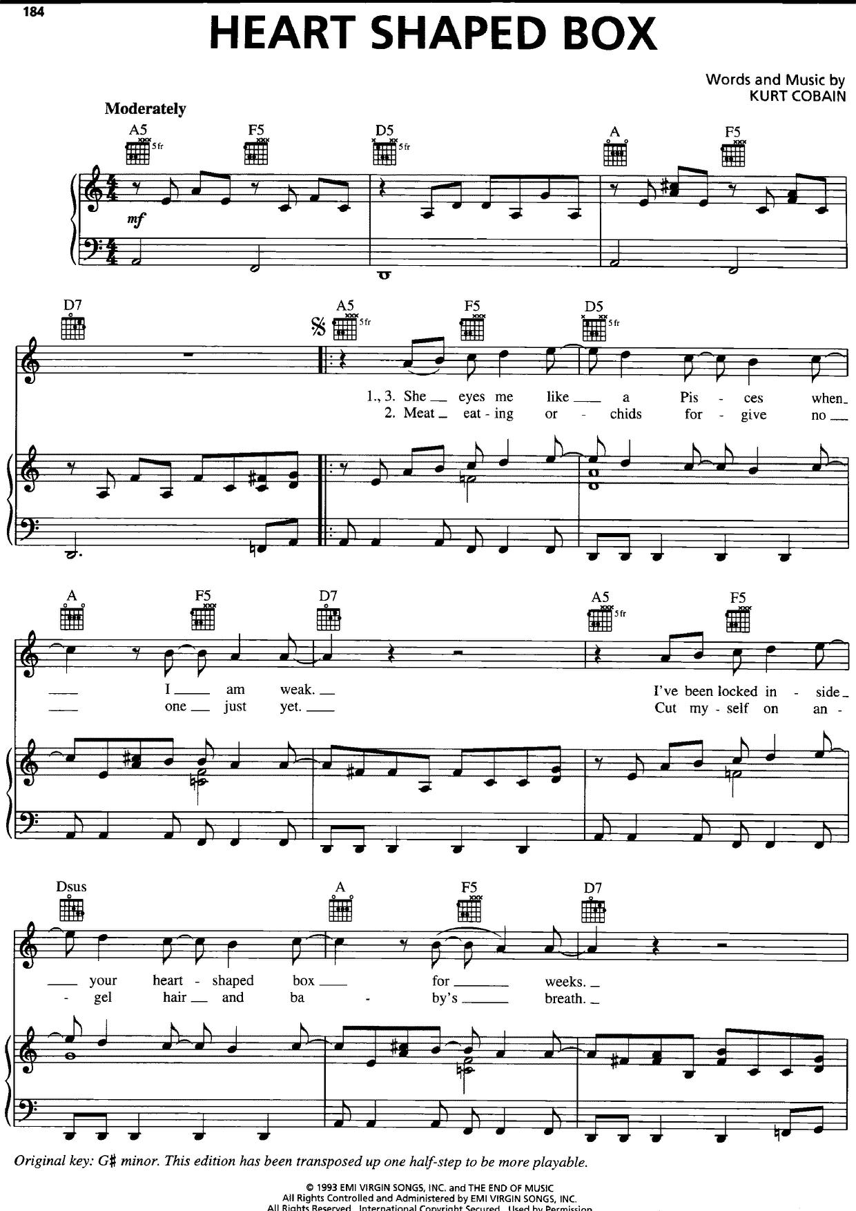 NirvanaHeartShaped Box Sheet Music pdf, Free Score Download ★