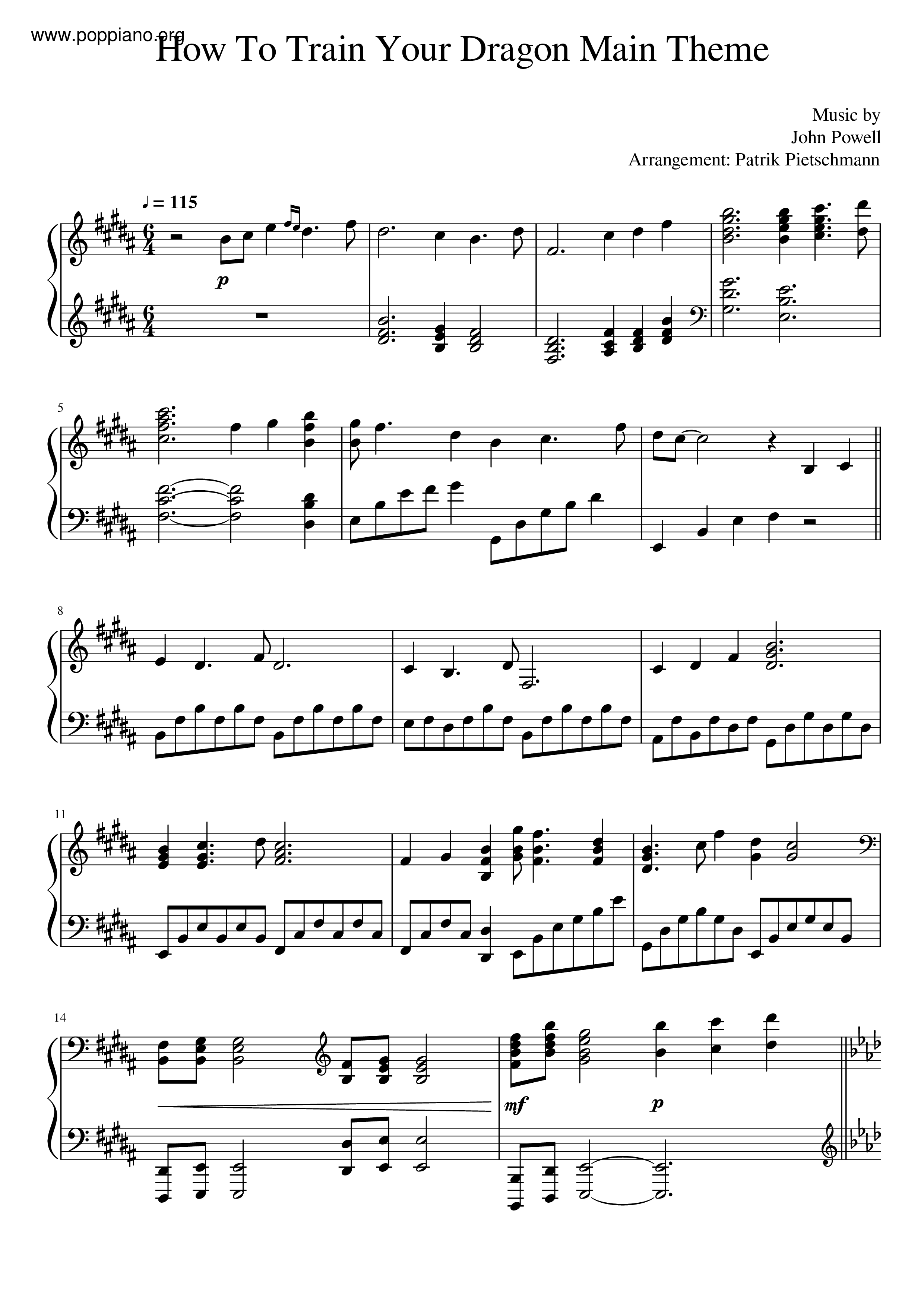 How To Train Your Dragon Main Theme Score
