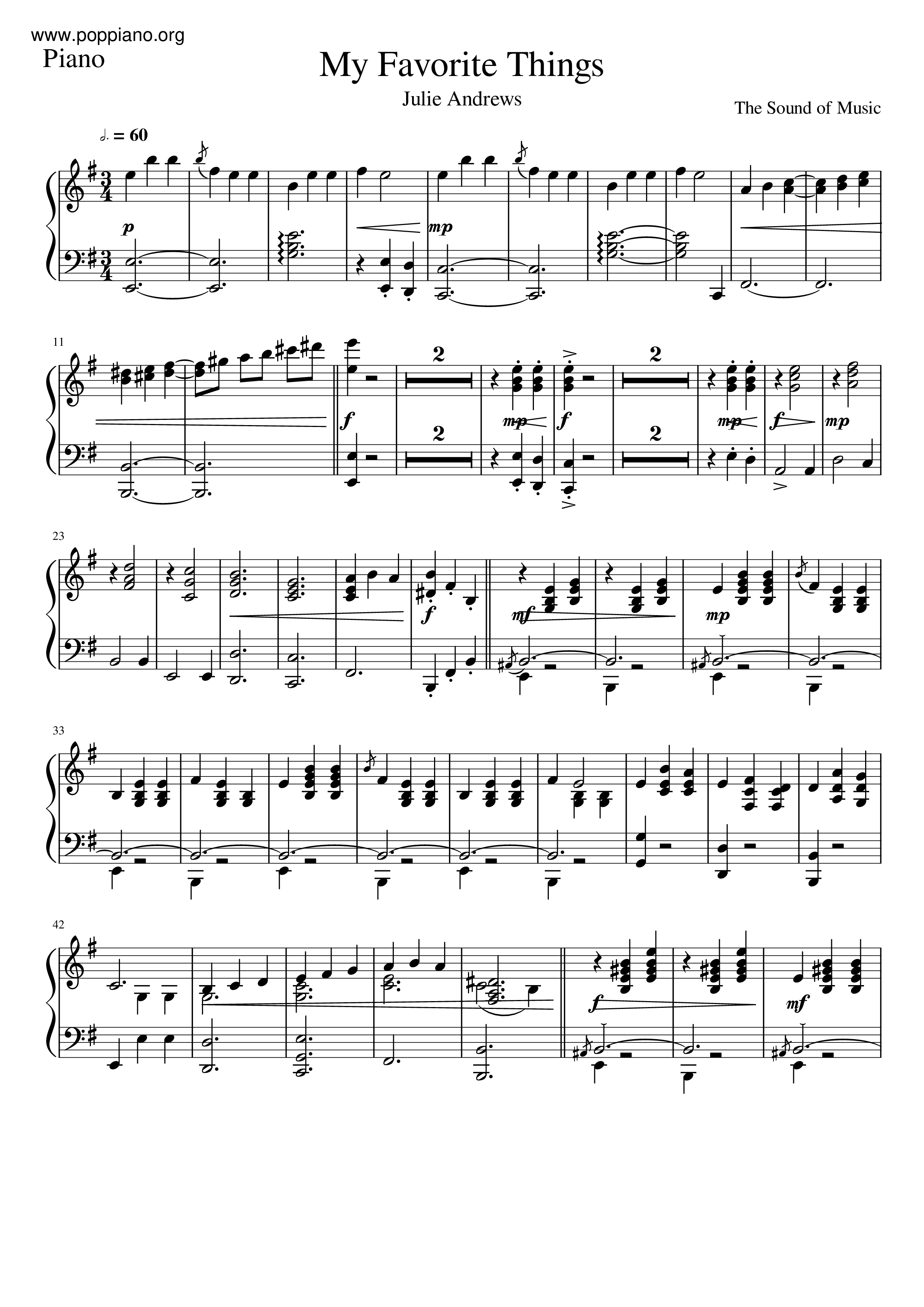 The Sound Of Music - My Favorite Things Score