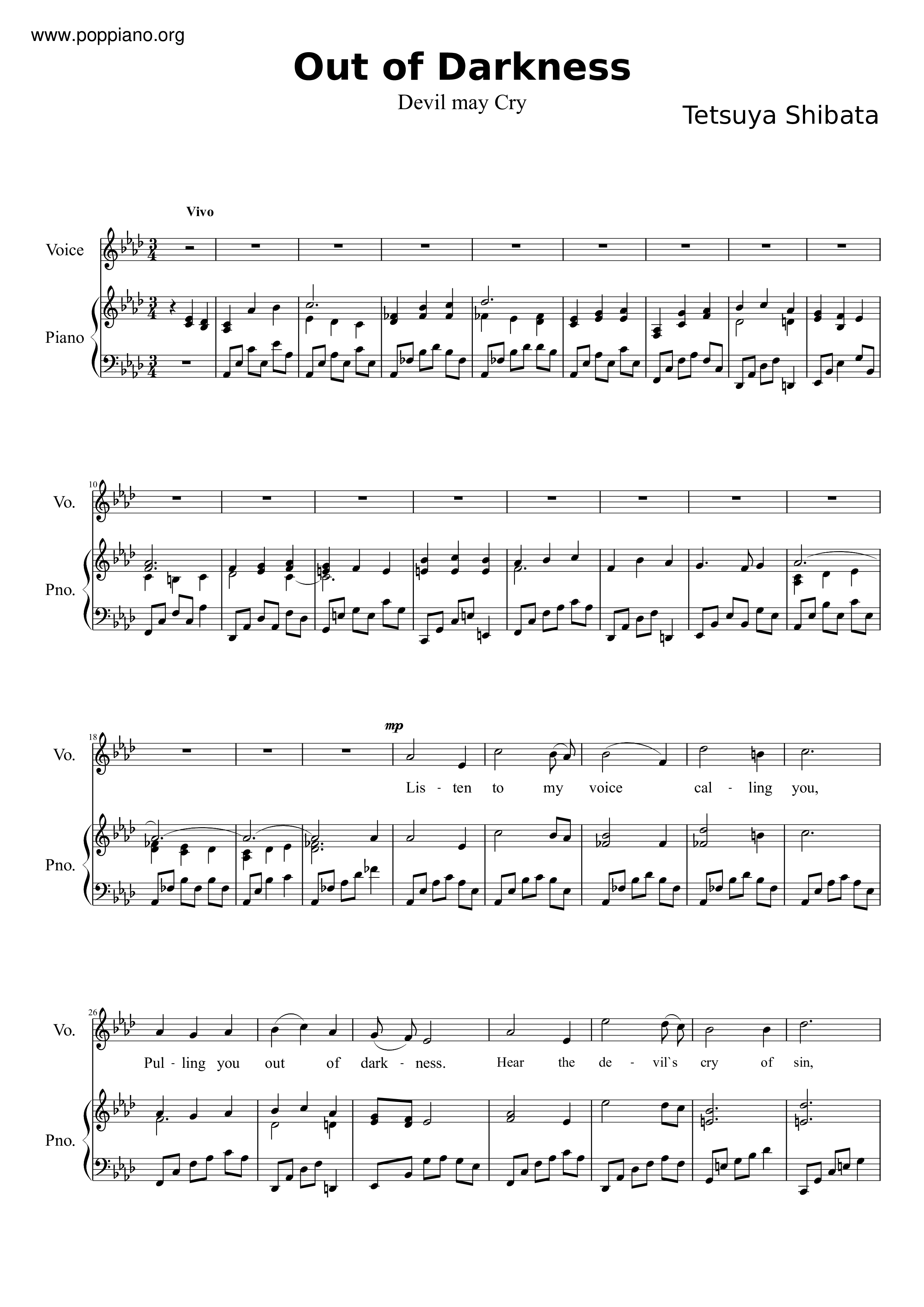 Out Of Darkness Score