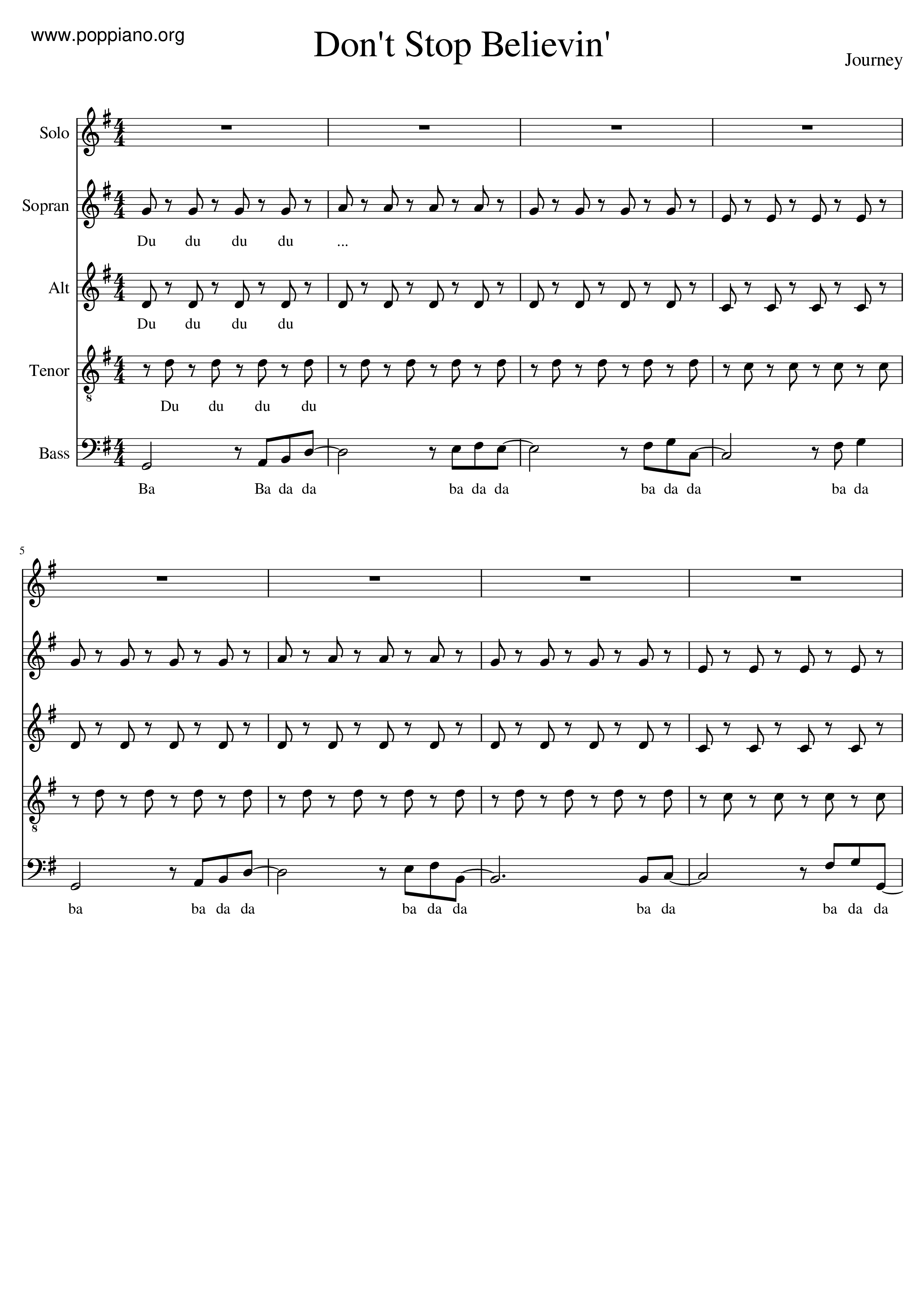 Don't Stop Believin' Score