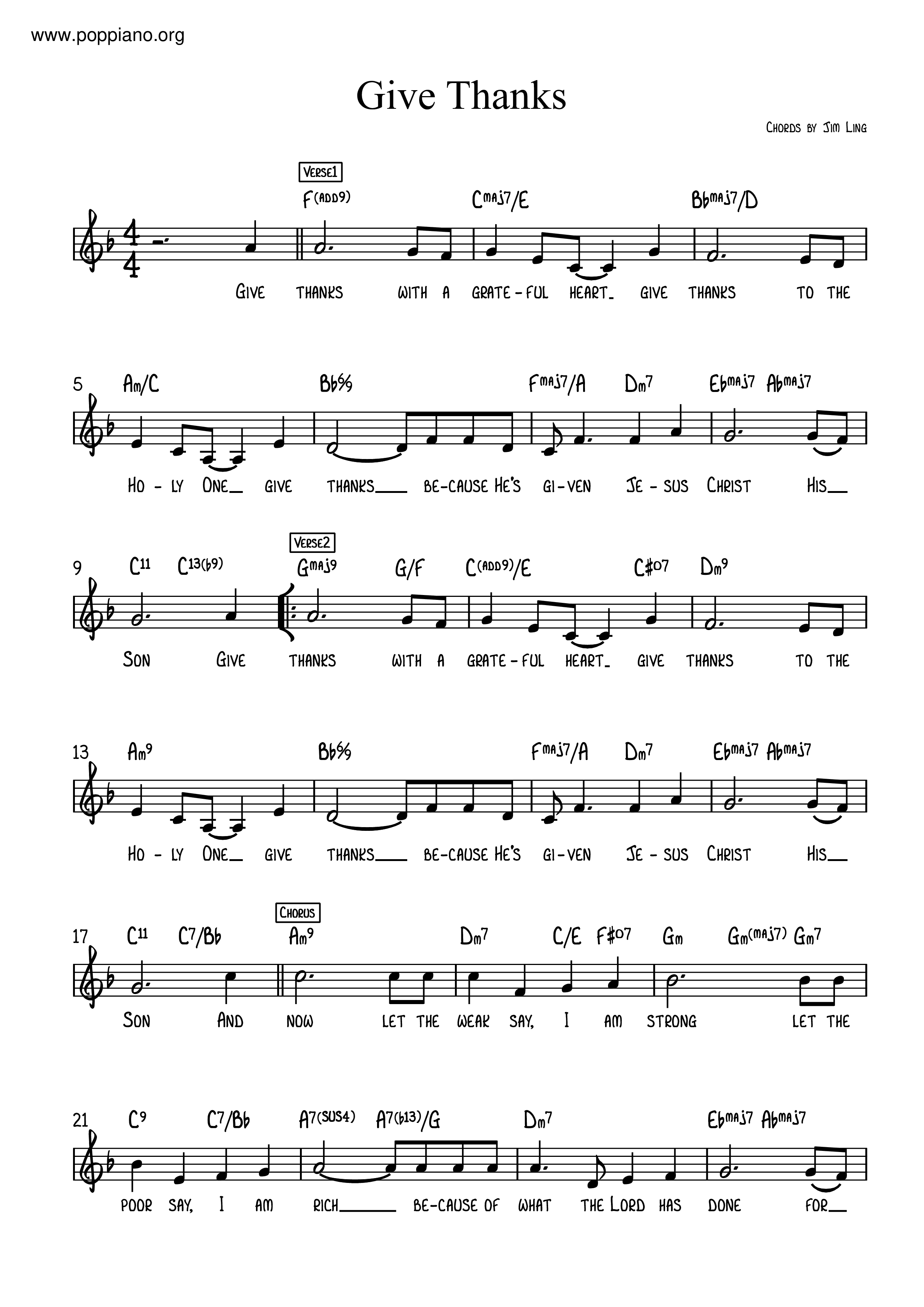Give Thanks Score