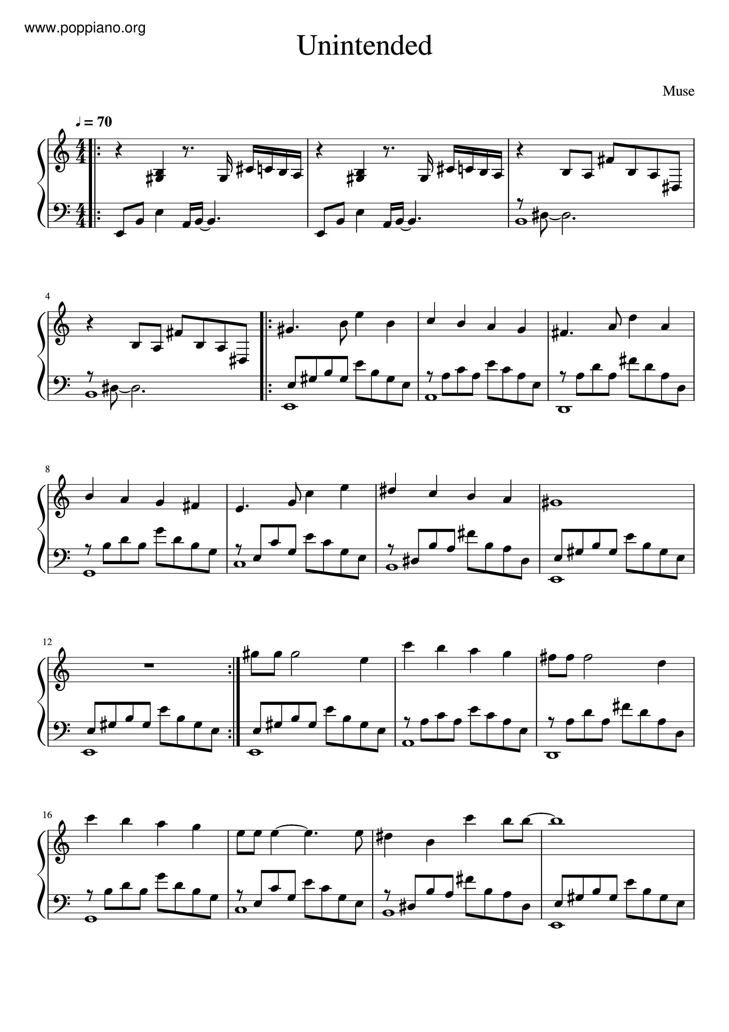 MuseUnintended Sheet Music pdf, Free Score Download ★