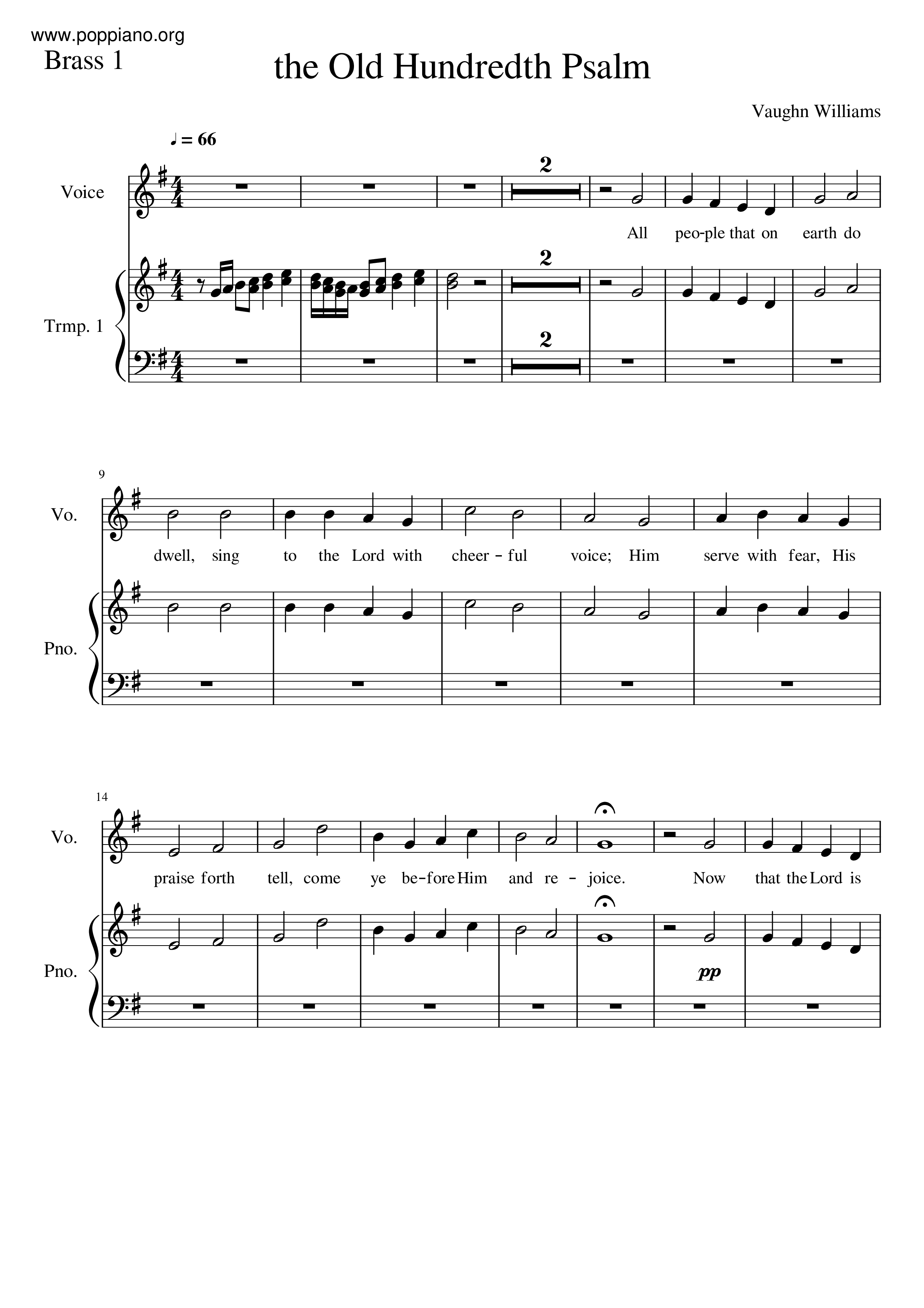 The Old Hundredth Psalm Score