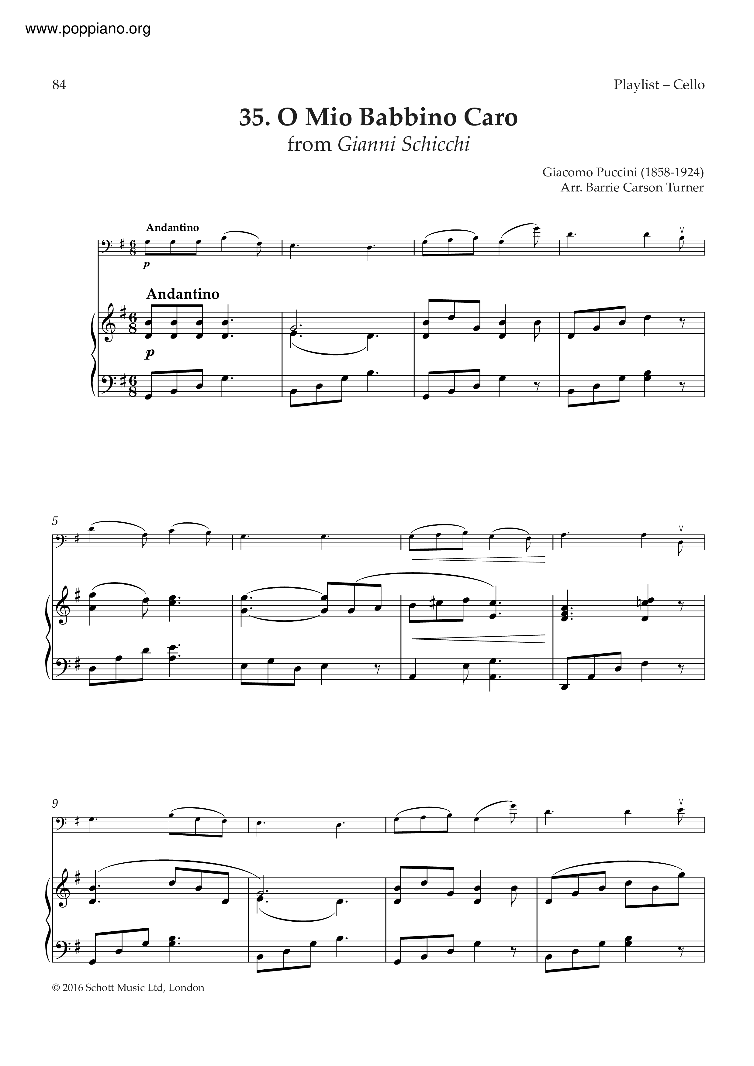 O Mio Babbino Caro Score