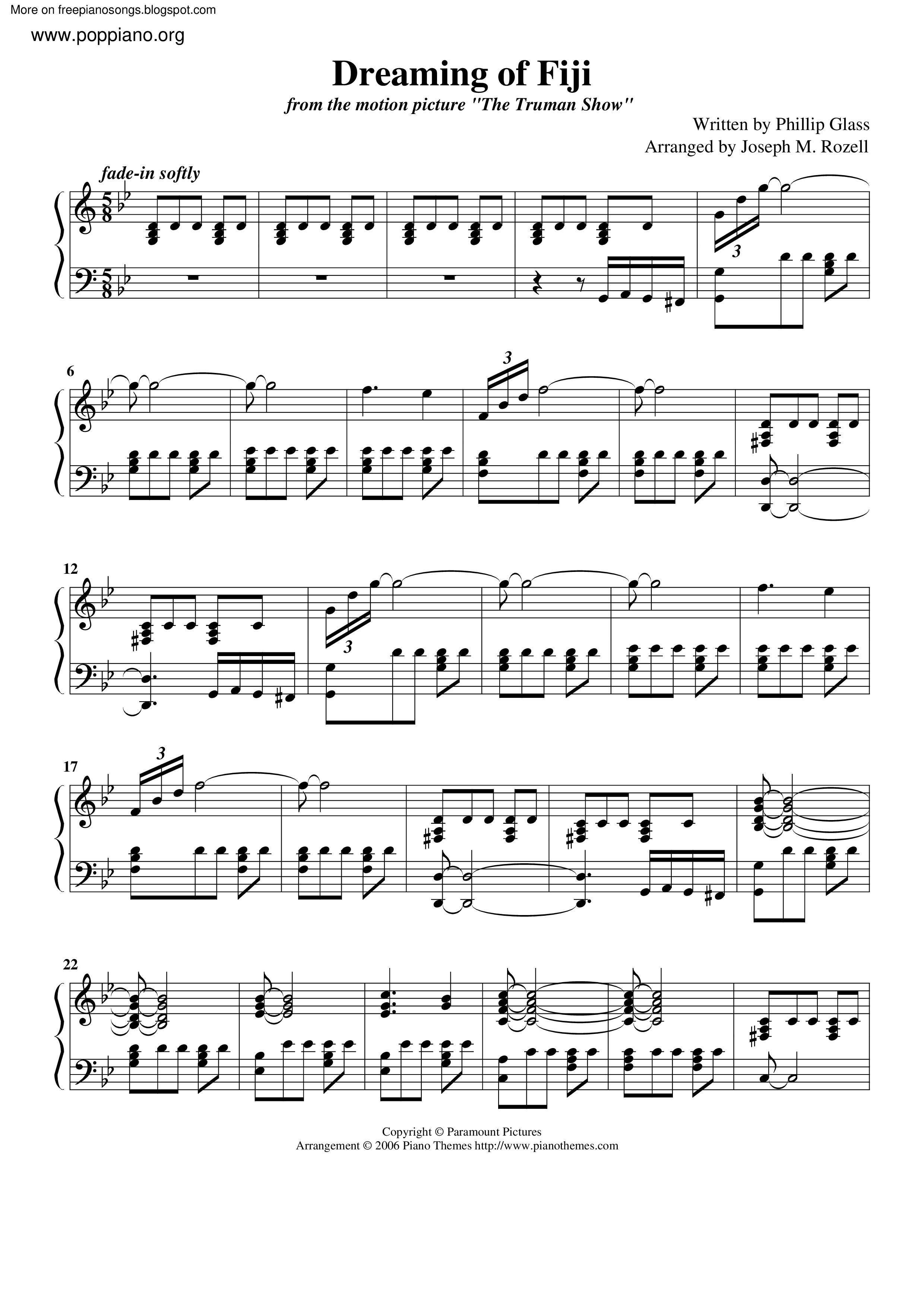 The Truman Show - Dreaming Of Fiji Score