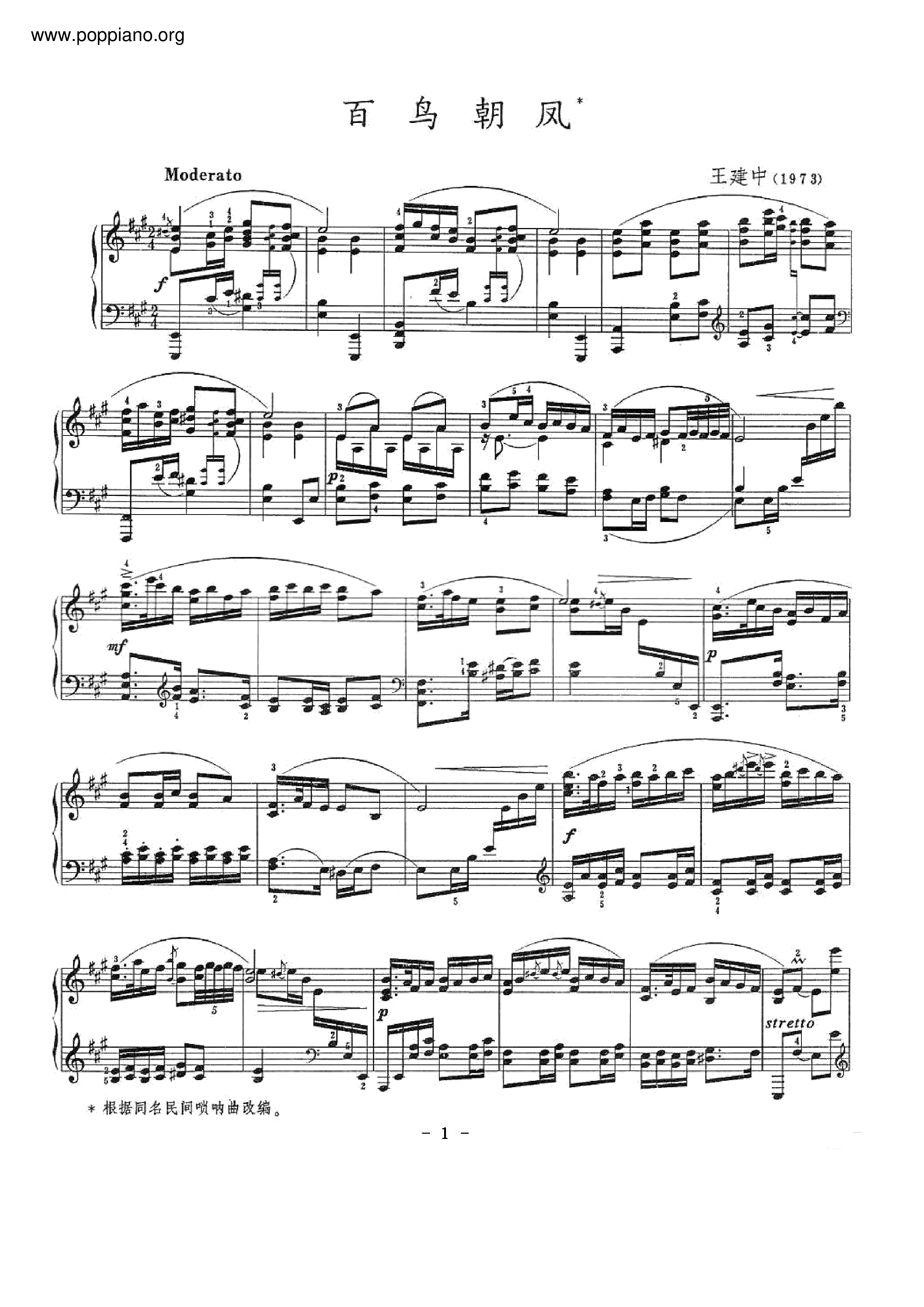 Hundred Birds Facing The Phoenix Score