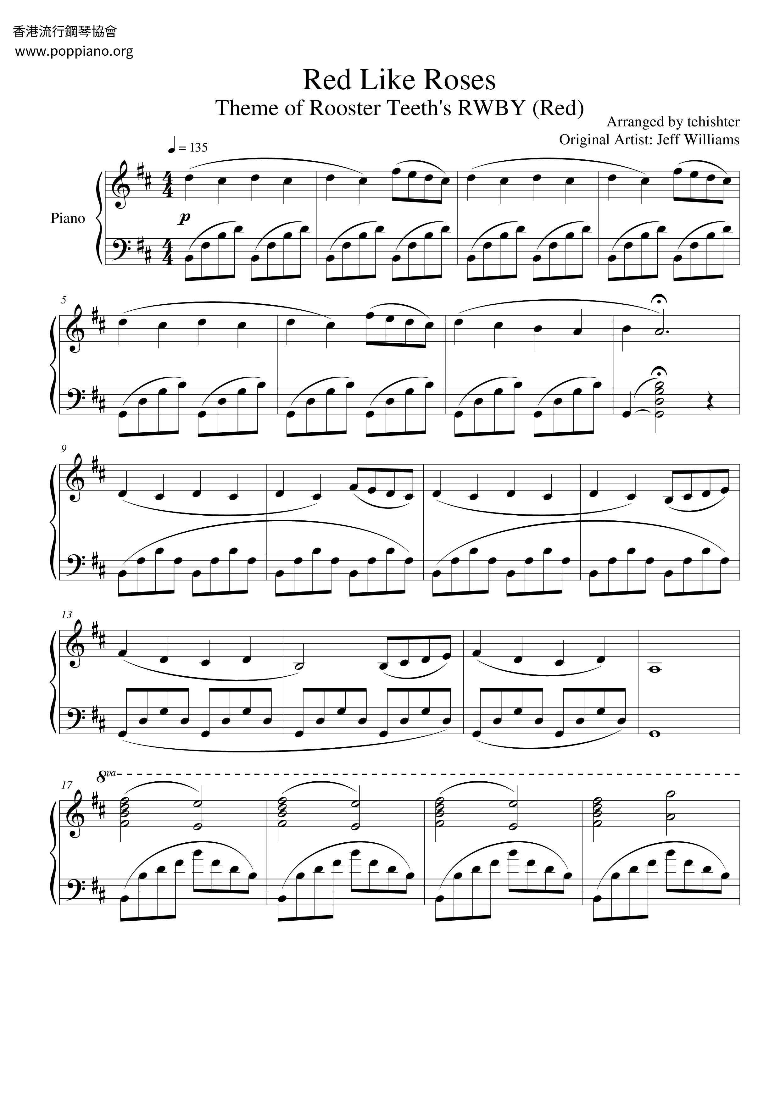 Red Like Roses Score