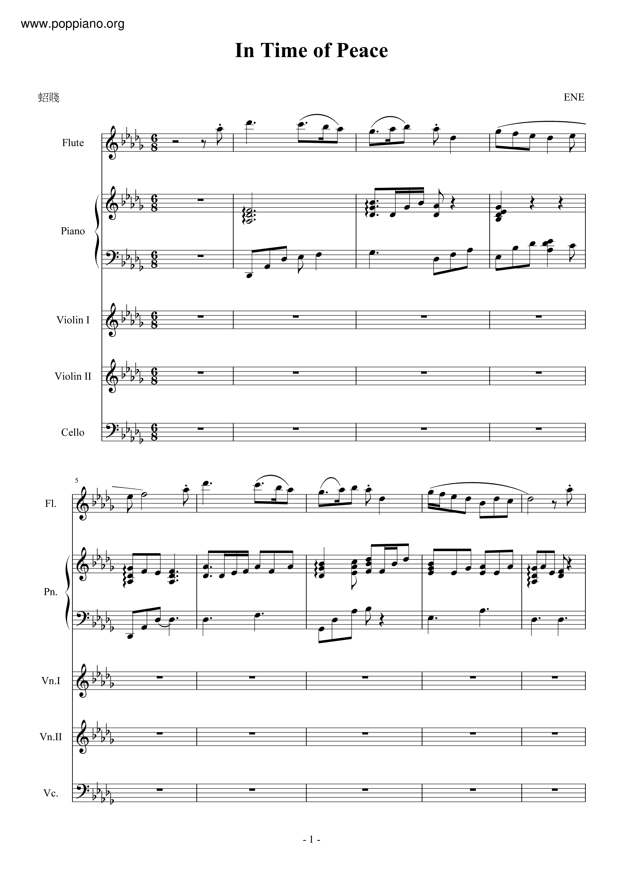 In Time Of Peace Score