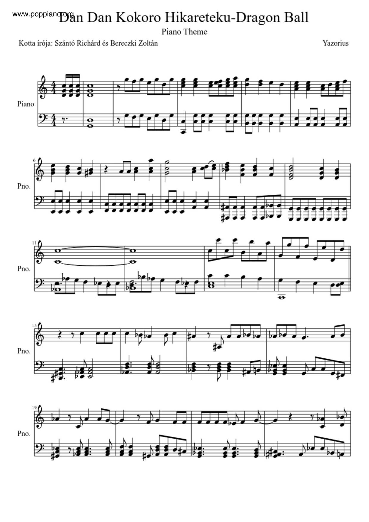 Dan Dan Kokoro Hikareteku Score