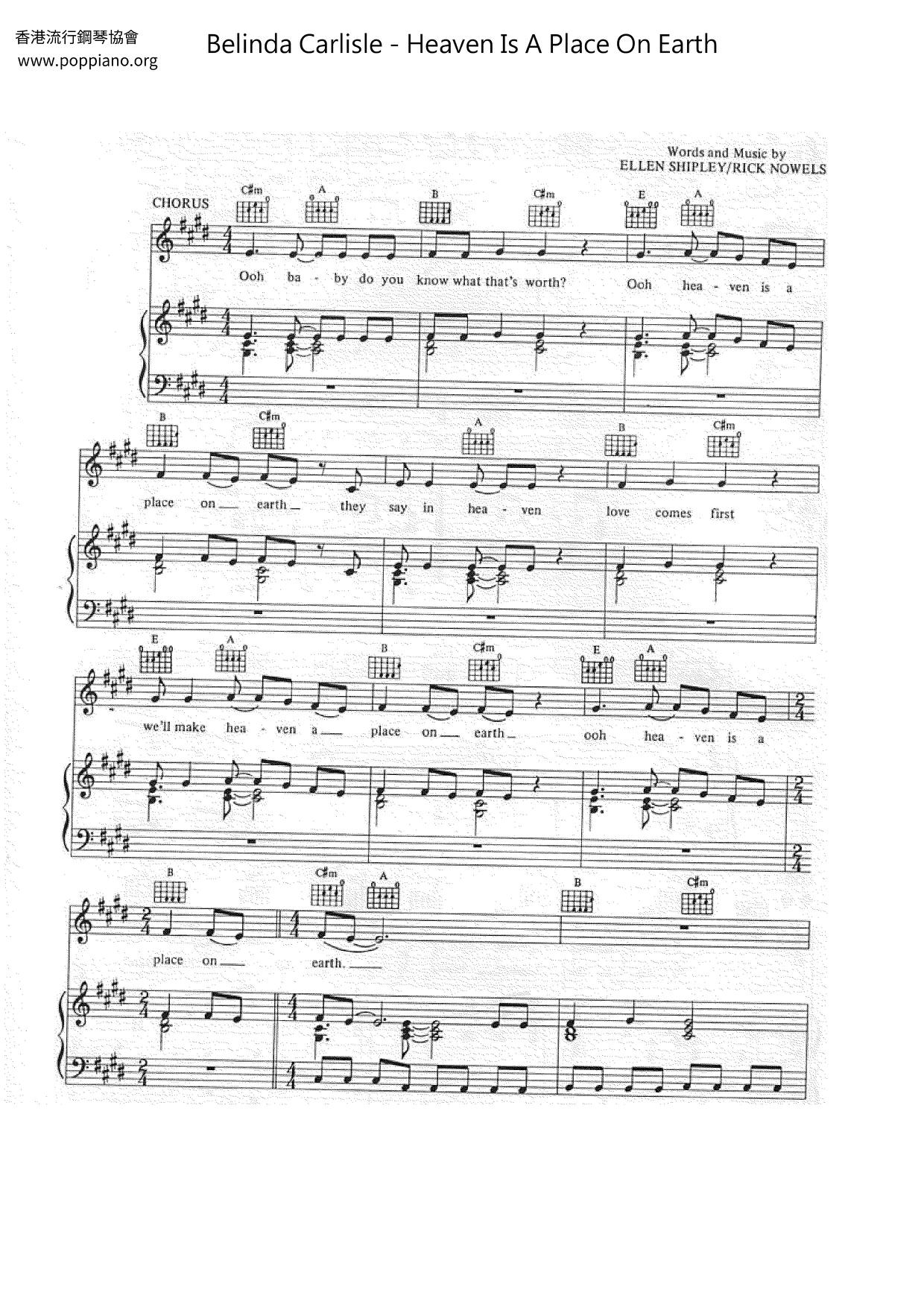 Heaven Is A Place On Earth Score