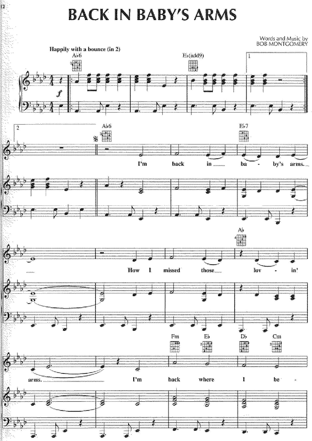 Back In Baby's Arms Score