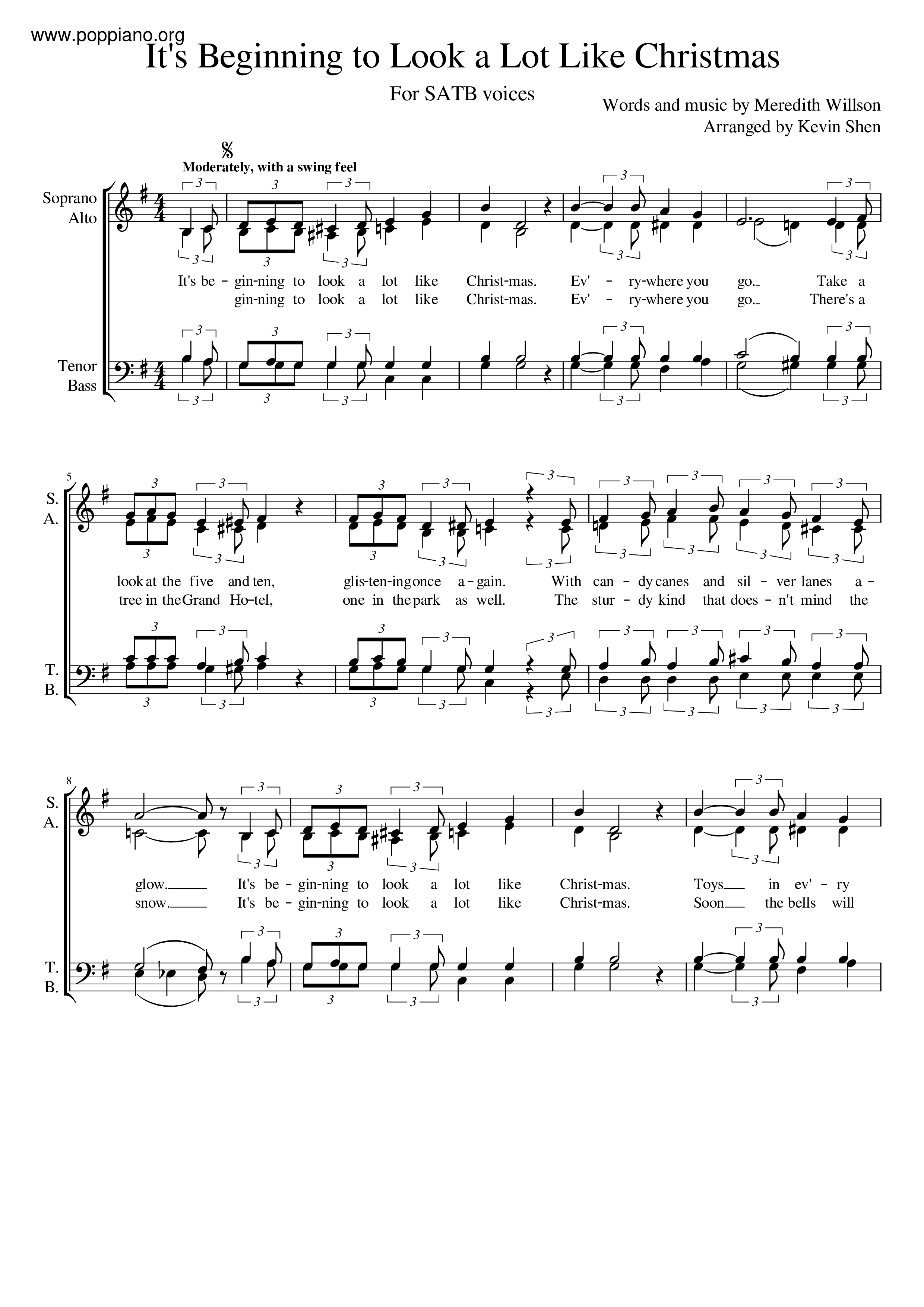 It's Beginning To Look A Lot Like Christmas Score