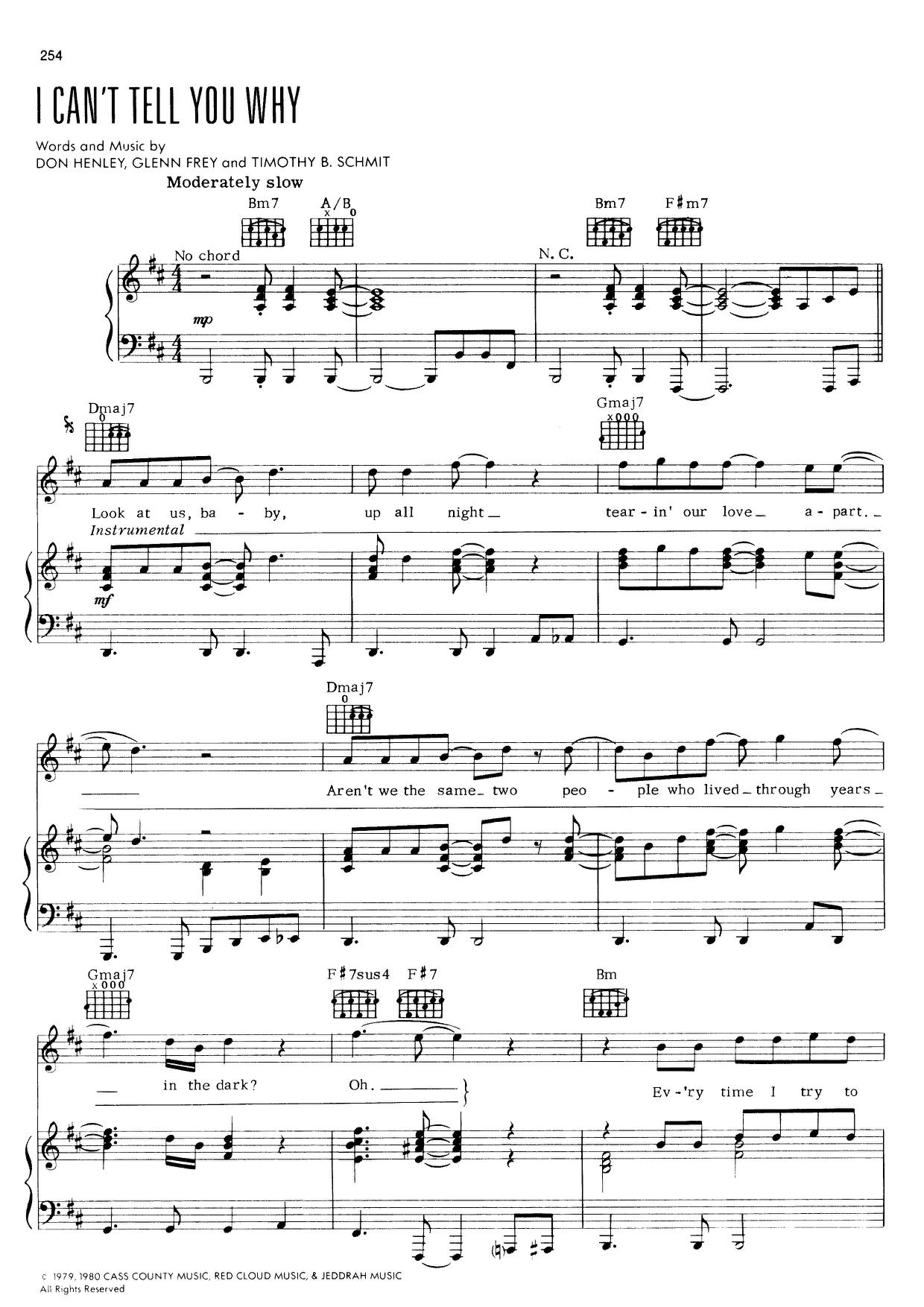 I Can't Tell You Why Score